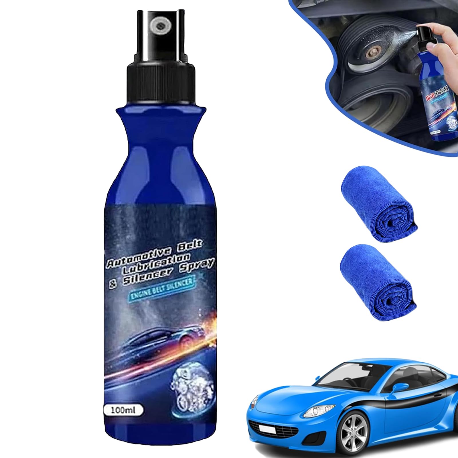 Schmier- Und Schalldämpferspray Für Autoriemen, Riemenpflegespray Für Autos, Autoriemen-Quietschspray, Motorriemen-Schalldämpferspray Zur Autopflege (1 Stück) von BIUBIULOVE