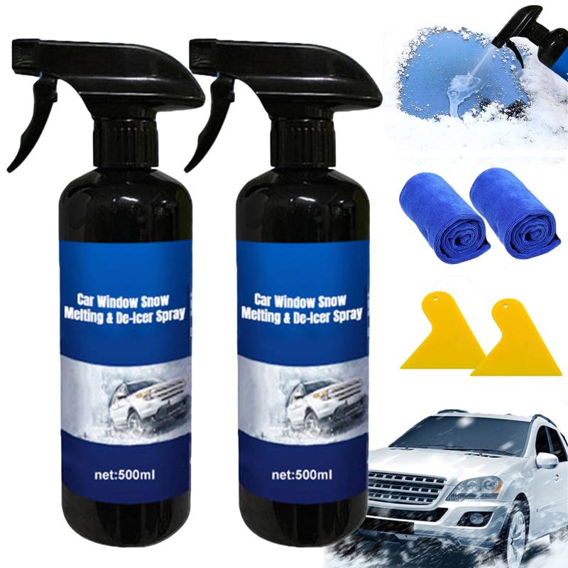 Schneeschmelz- Und Enteisungsspray Für Autofenster, Enteisungsspray Für Autowindschutzscheiben, Enteisungsmittel Für Autowindschutzscheiben, Eislöser-Schmelzspray (2 Stück) von BIUBIULOVE