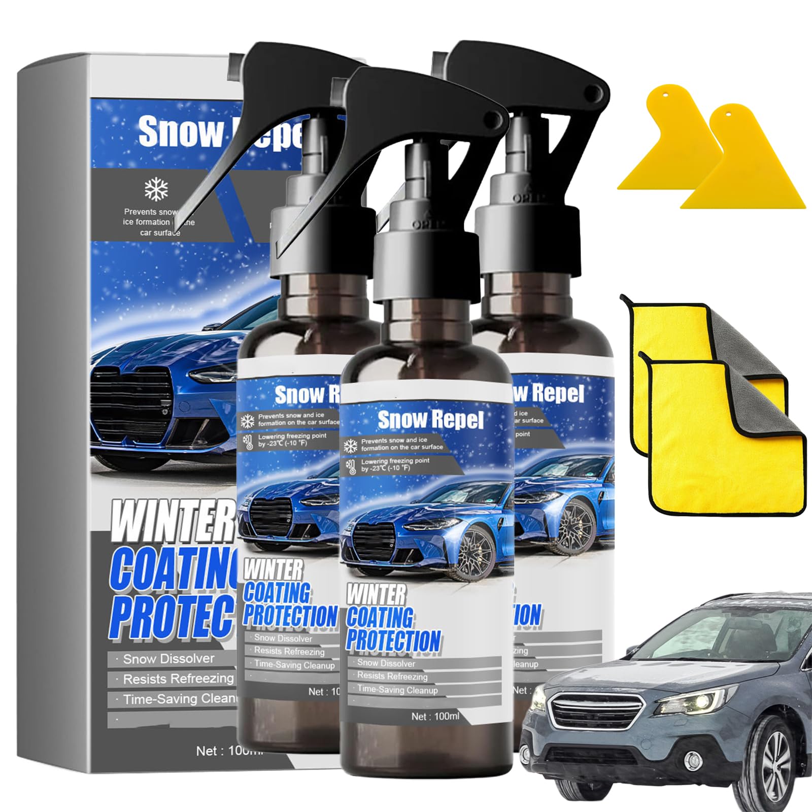 Schneeschmelzendes Beschichtungsspray Für Autowindschutzscheiben, Enteisungsspray Für Autowindschutzscheiben, Enteisungsmittel Für Autowindschutzscheiben (3 Stück) von BIUBIULOVE