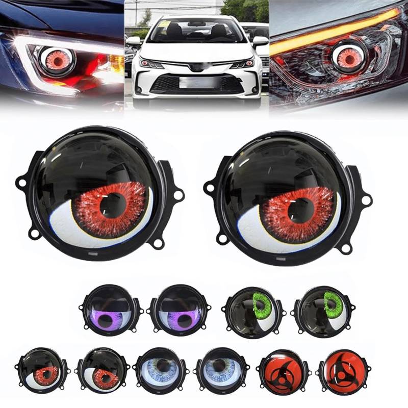 USB Devil Eye Demon Evil Eyes Scheinwerfer, Teufelsaugen-Licht Für Autos, LED Dynamische Devil Eye Autolichter Fürs Auto, Einstellbare Augenfarbe 12V Devil Eyes Auto-Glühbirnen (2 Stück) von BIUBIULOVE