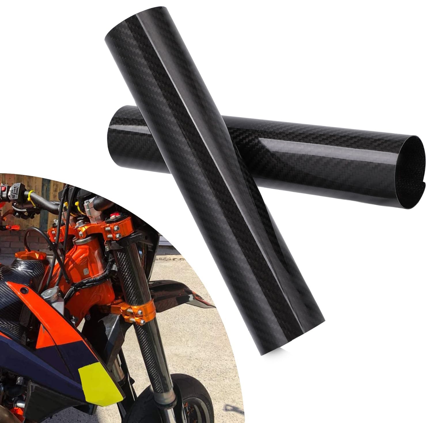 BIUGERCN 170MM Motorrad Gabel Protector Dirt Bike Kohlefaser Frontabdeckung Wrap Stoßdämpfer für die meisten Motorrad Motocross Dirt Pit Bike von BIUGERCN