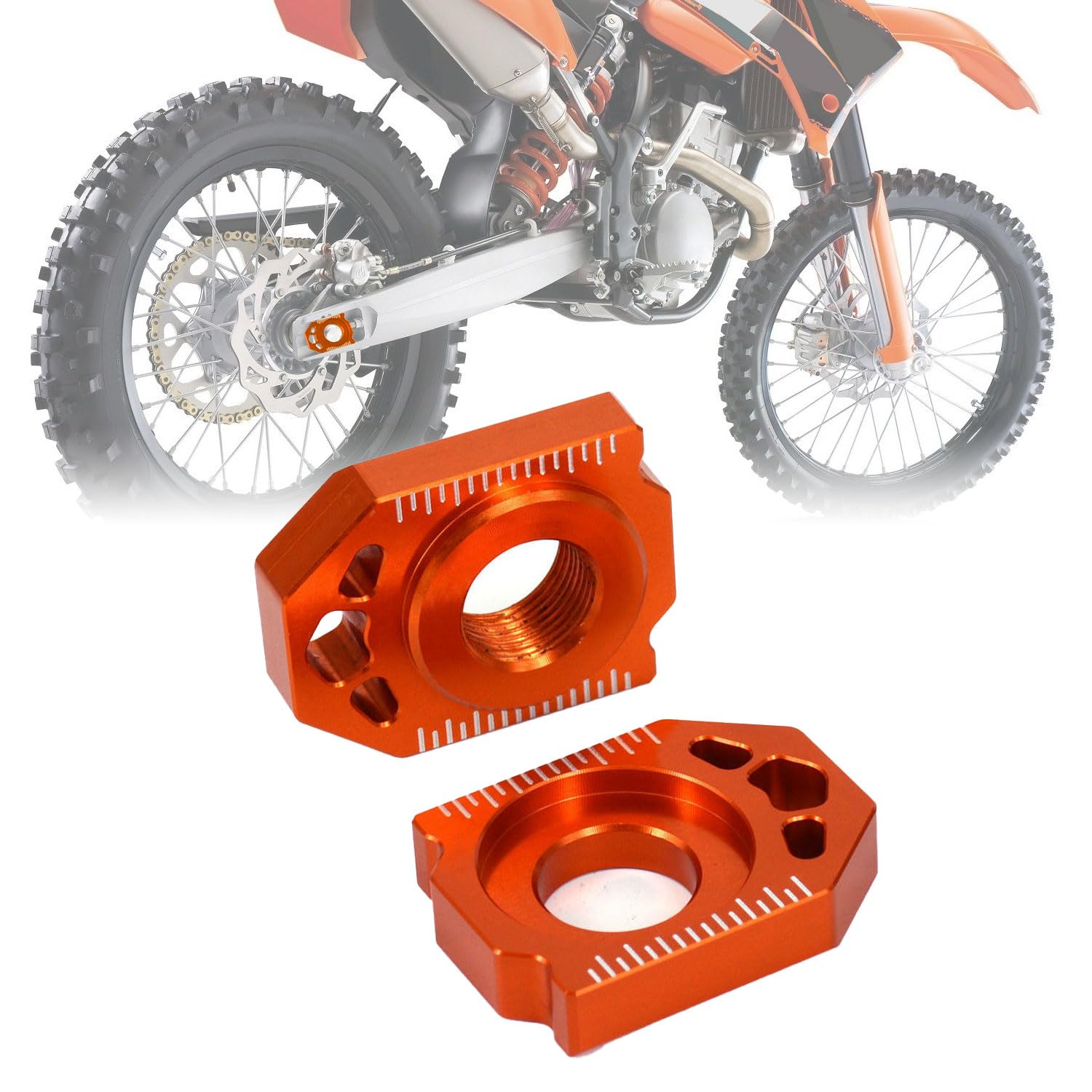 BIUGERCN Dirt Bike Hinterachsblock Kettenspanner Einsteller CNC für 125-450 SX SXF XC XCF EXF 2013-2024 Dirt Pit Bike Orange von BIUGERCN