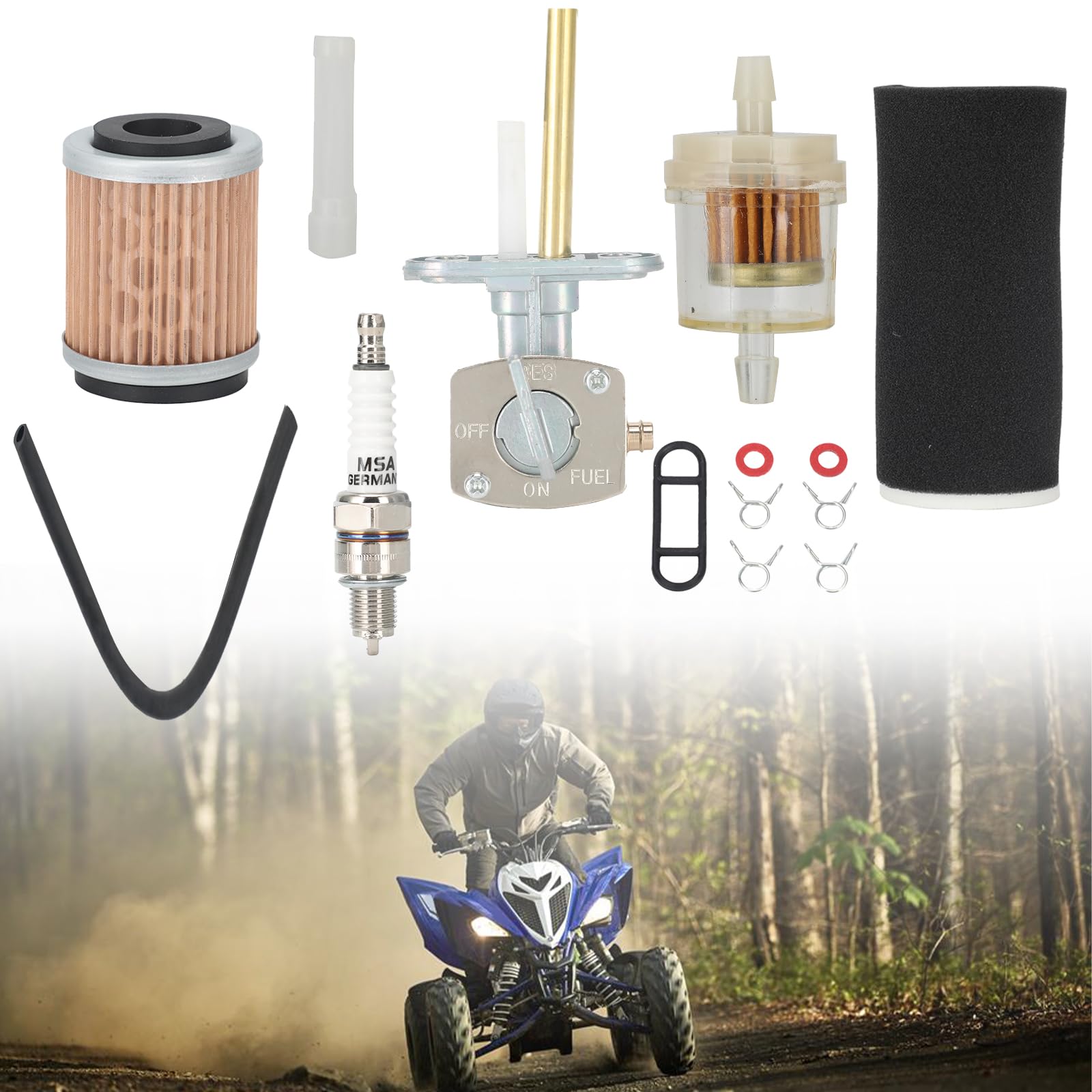 BIUGERCN Luftfilter Schaumstoff Kraftstoffventil Benzinhahn Kit Ölfilter für Raptor 350 Warrior 350 Wolverine 350 1987-2013 von BIUGERCN