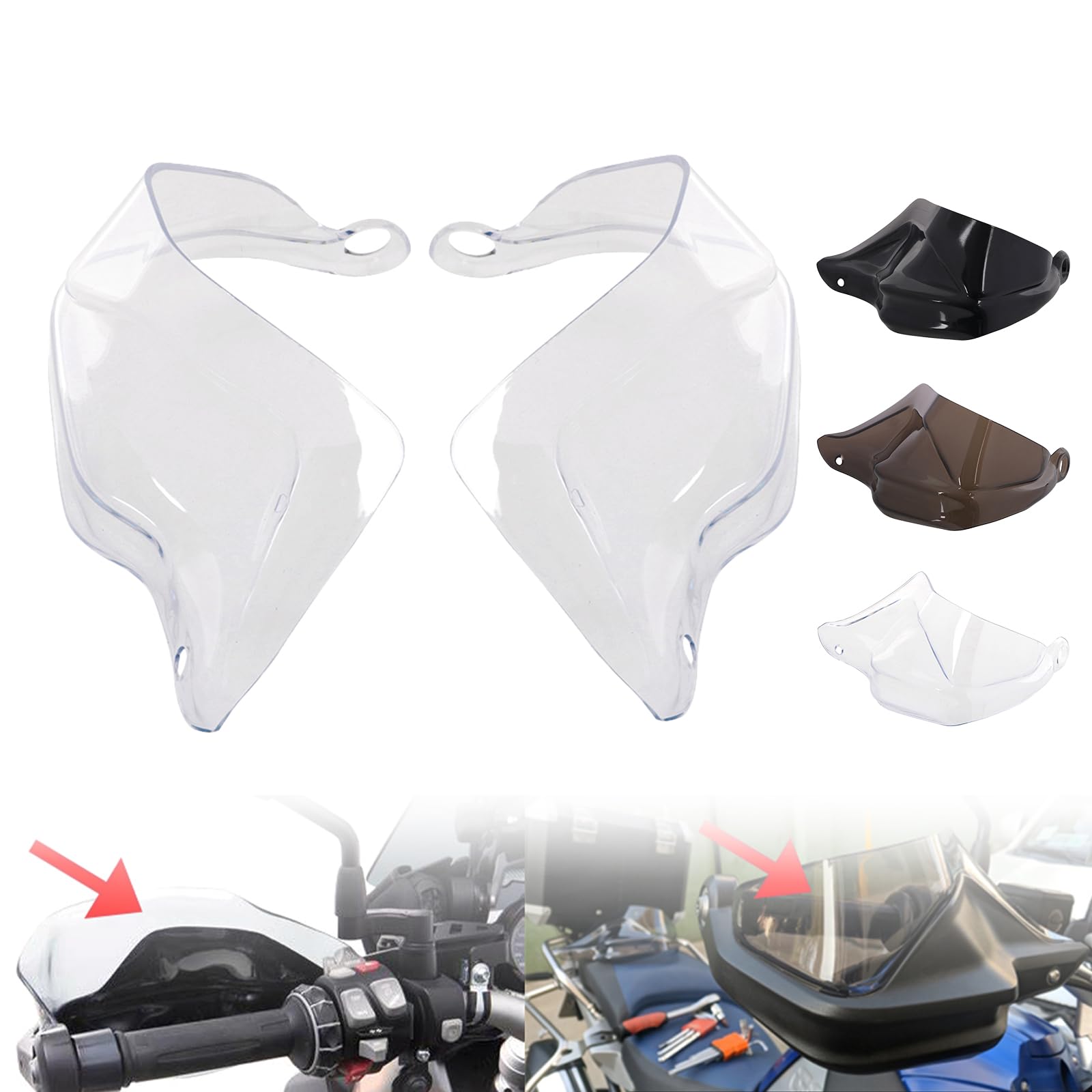 BIUGERCN Motorrad Handschutz Windschutzscheibe Lenker Winddicht Handschutz Kunststoff für F800GS R1200GS R1250GS S1000XR G310GS G310R Adventure Transparent von BIUGERCN