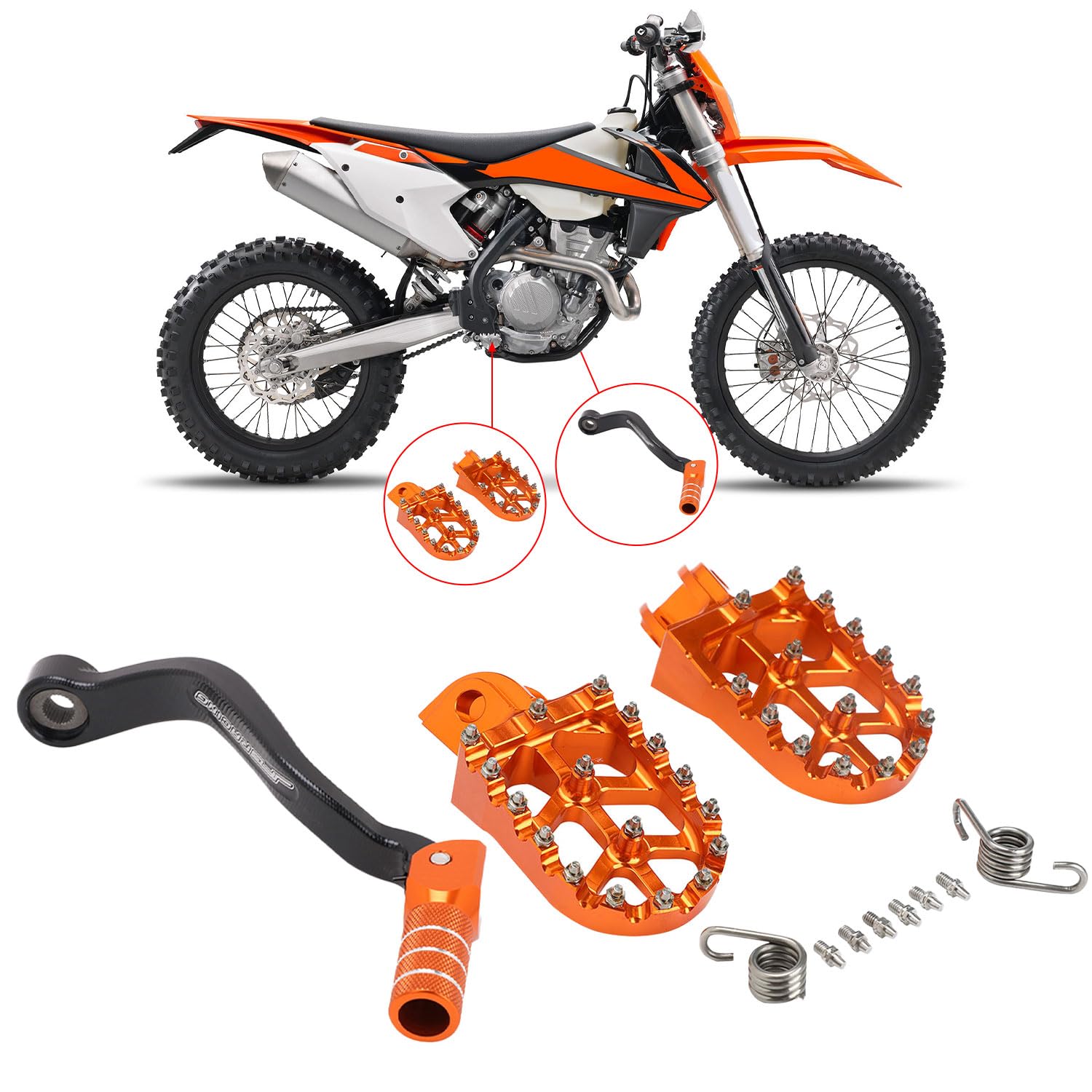 BIUGERCN Motorrad Klappbarer Schalthebel + Dirt Bike Fußrasten CNC Universal für 65-990 SX SXS SXS-F EXC MXC EXC-G SX-F EXC-F XC XC-F SMR TE TC FE FC 85-501 von BIUGERCN