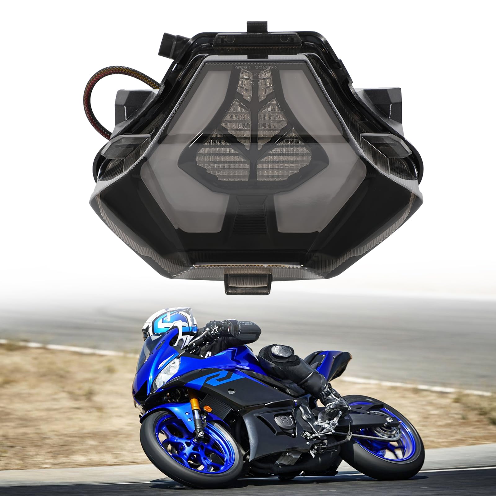 BIUGERCN Motorrad LED Rücklicht Bremslicht E24 Rücklicht mit Blinker Lichter für MT07 MT 03 MT 07 MT 03 YZF R3 R25 MT25 LC150 von BIUGERCN