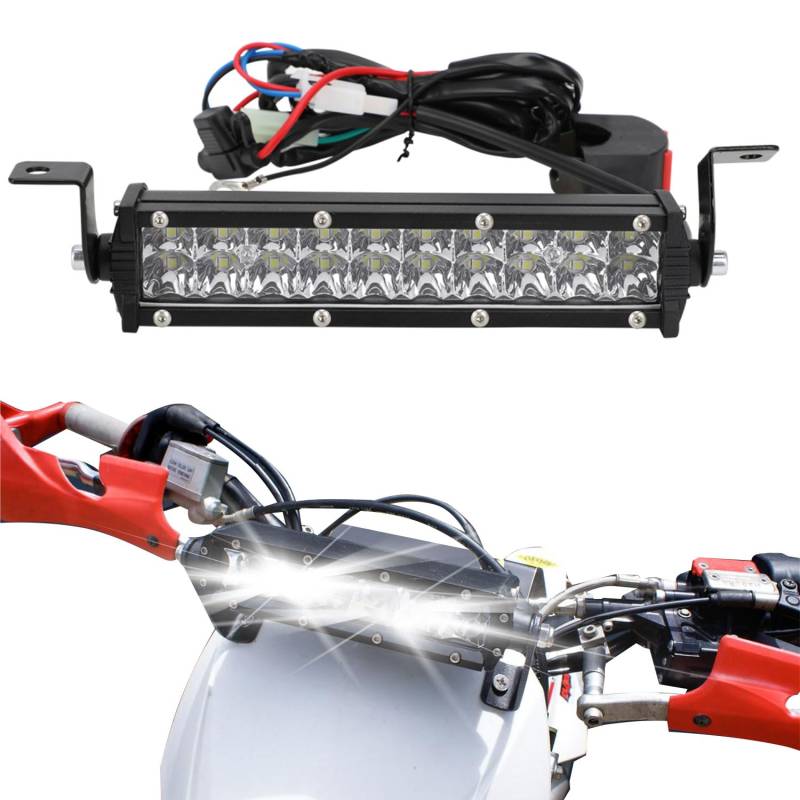 BIUGERCN Motorrad LED Scheinwerfer Dirt Pit Bike Lampe Scheinwerfer 60W 2500Lm Fahrlicht Kit 22mm Lenker Universal für CRF XR EXC XC TE FE KLX PW 50cc 80cc 110cc 150cc 250cc von BIUGERCN