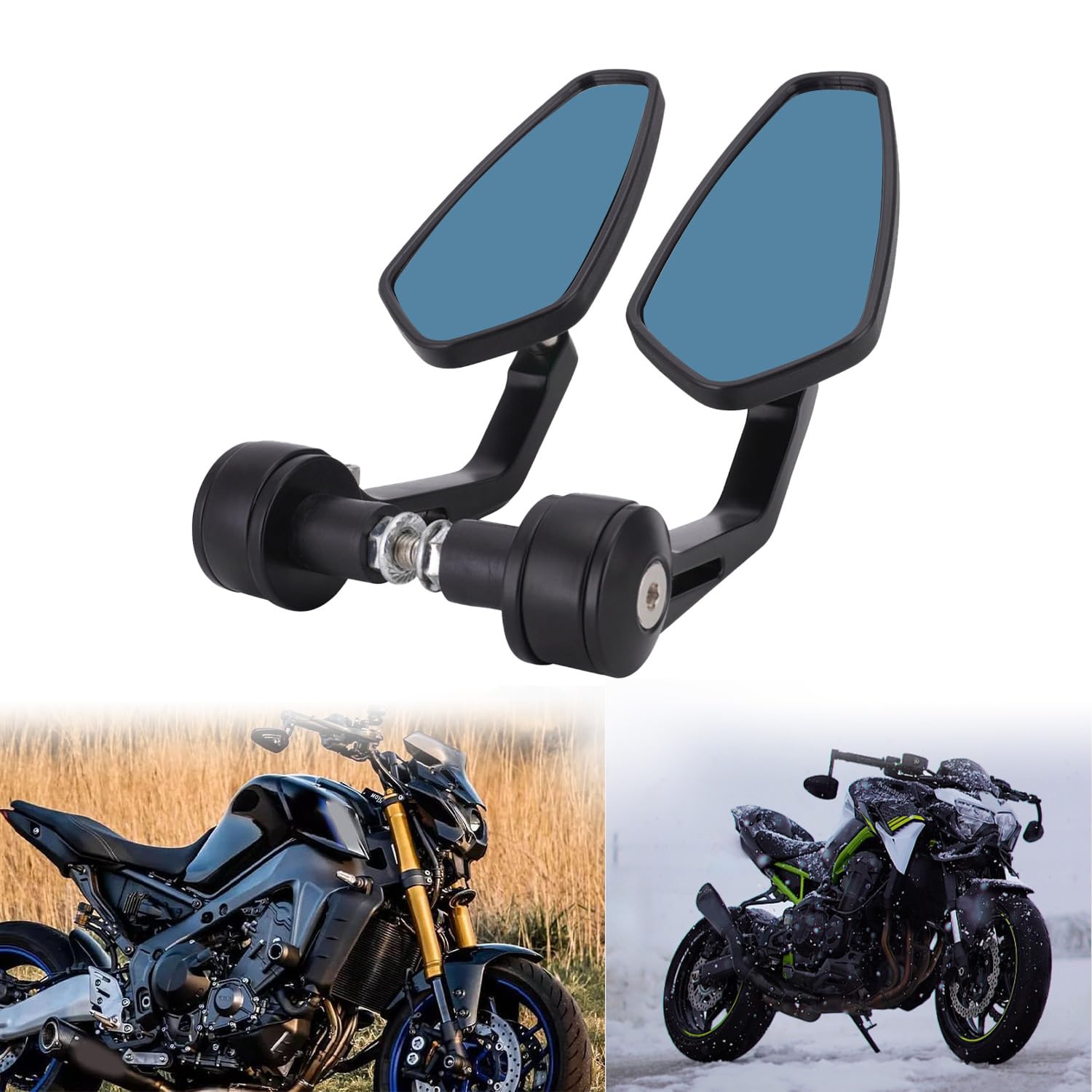 BIUGERCN Motorrad-Lenkerendspiegel 7/8 Zoll 22 mm Universal-Rückspiegel Seitenspiegel für MT XSR YZF CB CBR Z900/650/400 Ninja Monster Scrambler Panigale GSX-R Duke Street Triple von BIUGERCN