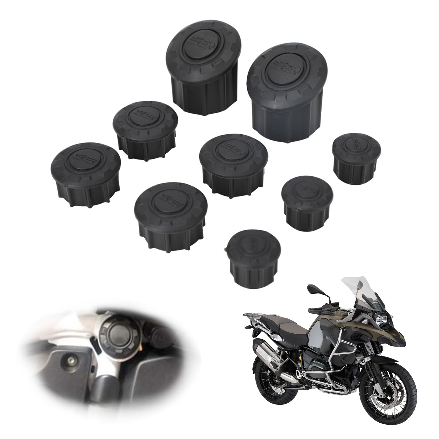 BIUGERCN Motorrad Rahmen Loch Abdeckung Stecker Kit Motorrad Rahmen Loch Abdeckkappen Stecker Kit Dekor Ersatz für R1200GS R1250GS Adventure 2014-2019 von BIUGERCN