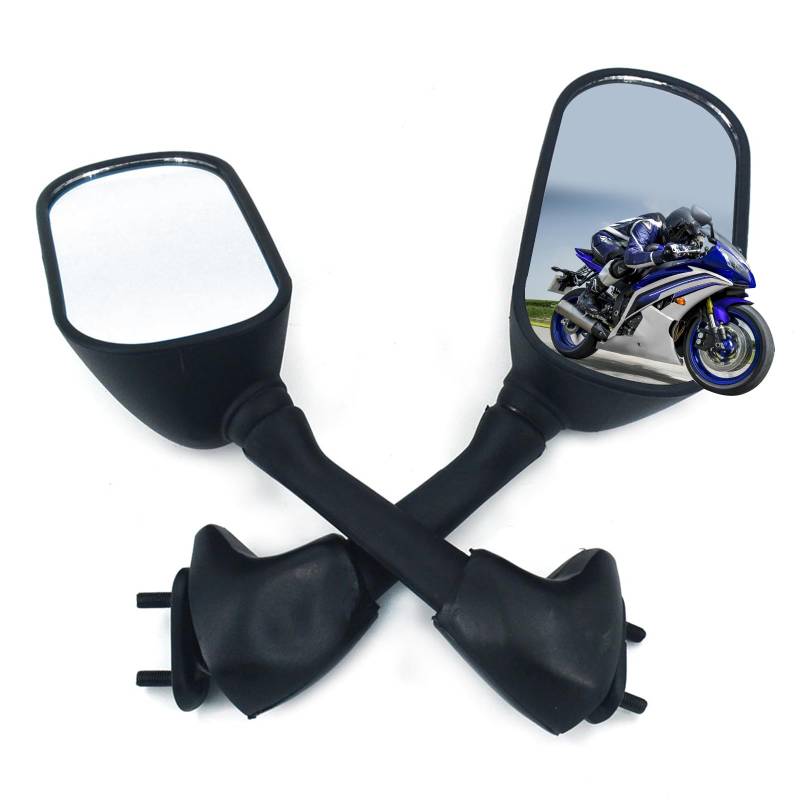 BIUGERCN Motorrad Rückspiegel Seitenrückspiegel Stabil Schwarz Rückspiegel für YZF R6 1998-2005 YZF R6S 2006-2008 YZF R1 2000-2001 von BIUGERCN