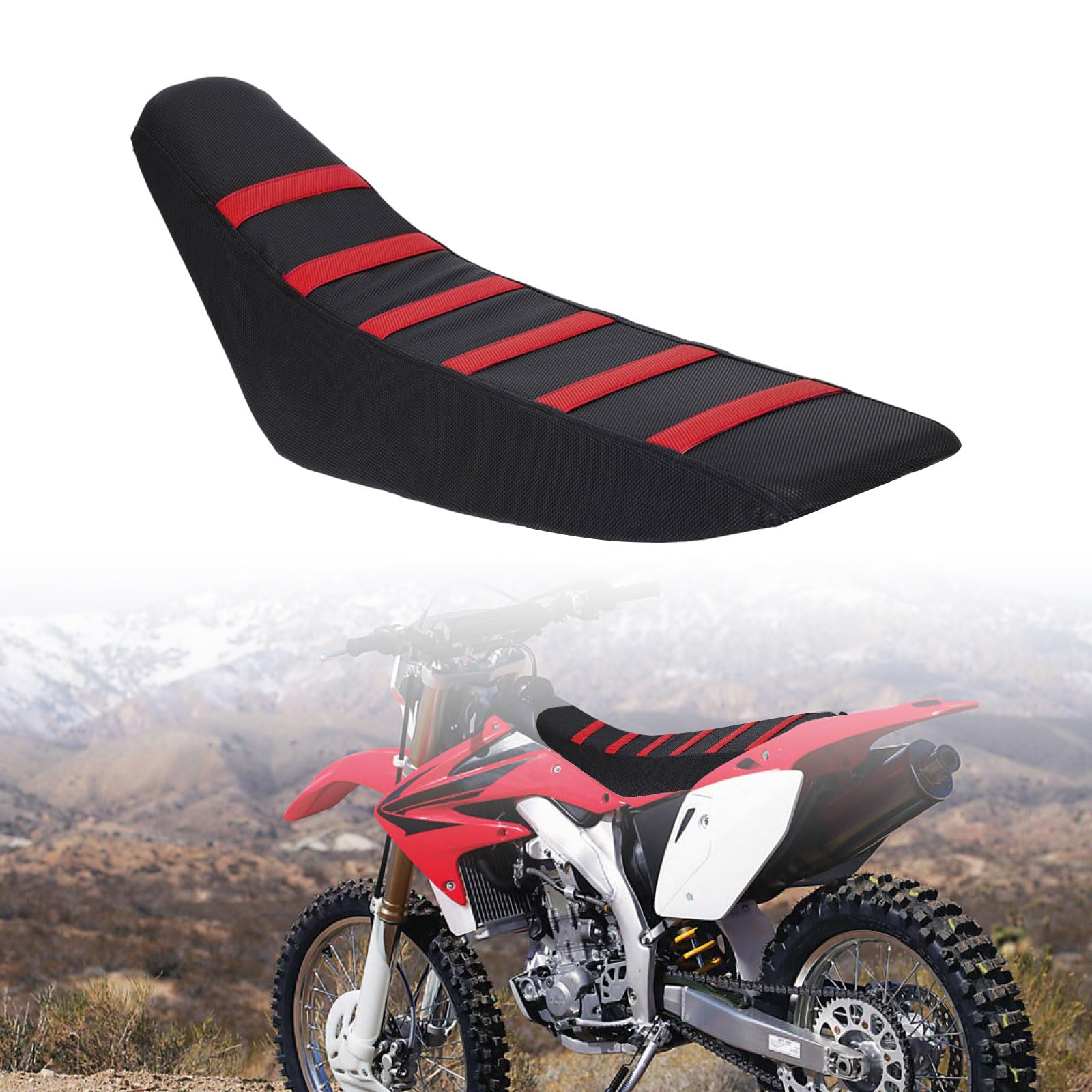 BIUGERCN Motorrad-Sitzbezug Universal Dirt Bike Sitzkissen für CR50 CR80 CR125 CR250 CRF125 CRF250 CRF450 50cc-450cc Motocross Pit Bike Enduro Rot von BIUGERCN