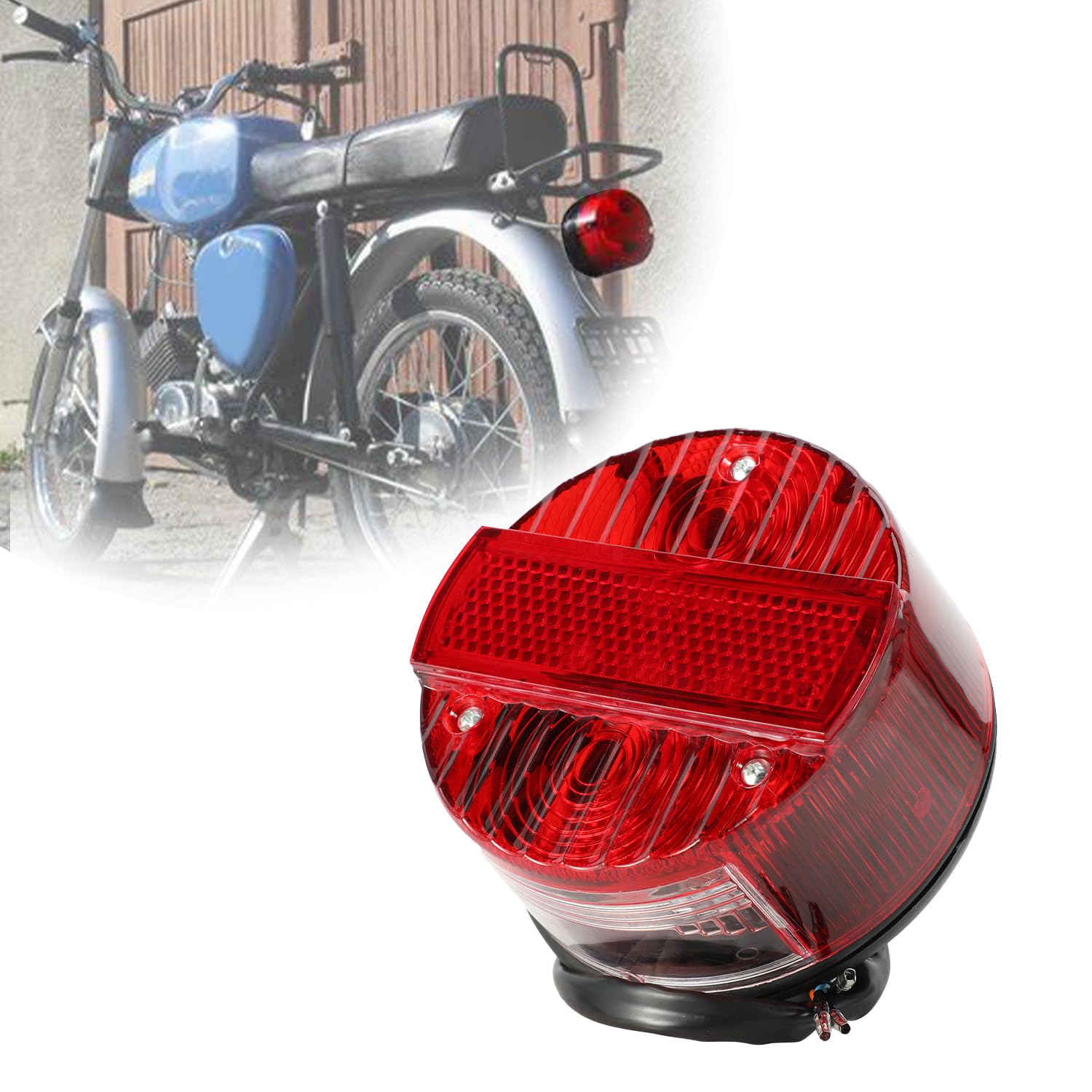 BIUGERCN Rücklicht rund komplett passend Fahrzeugelektrik Rücklicht rund ohne KZB komplett Ø120mm für Simson S50 S51 SR50 KR51 mit E-Prüfzeichen von BIUGERCN