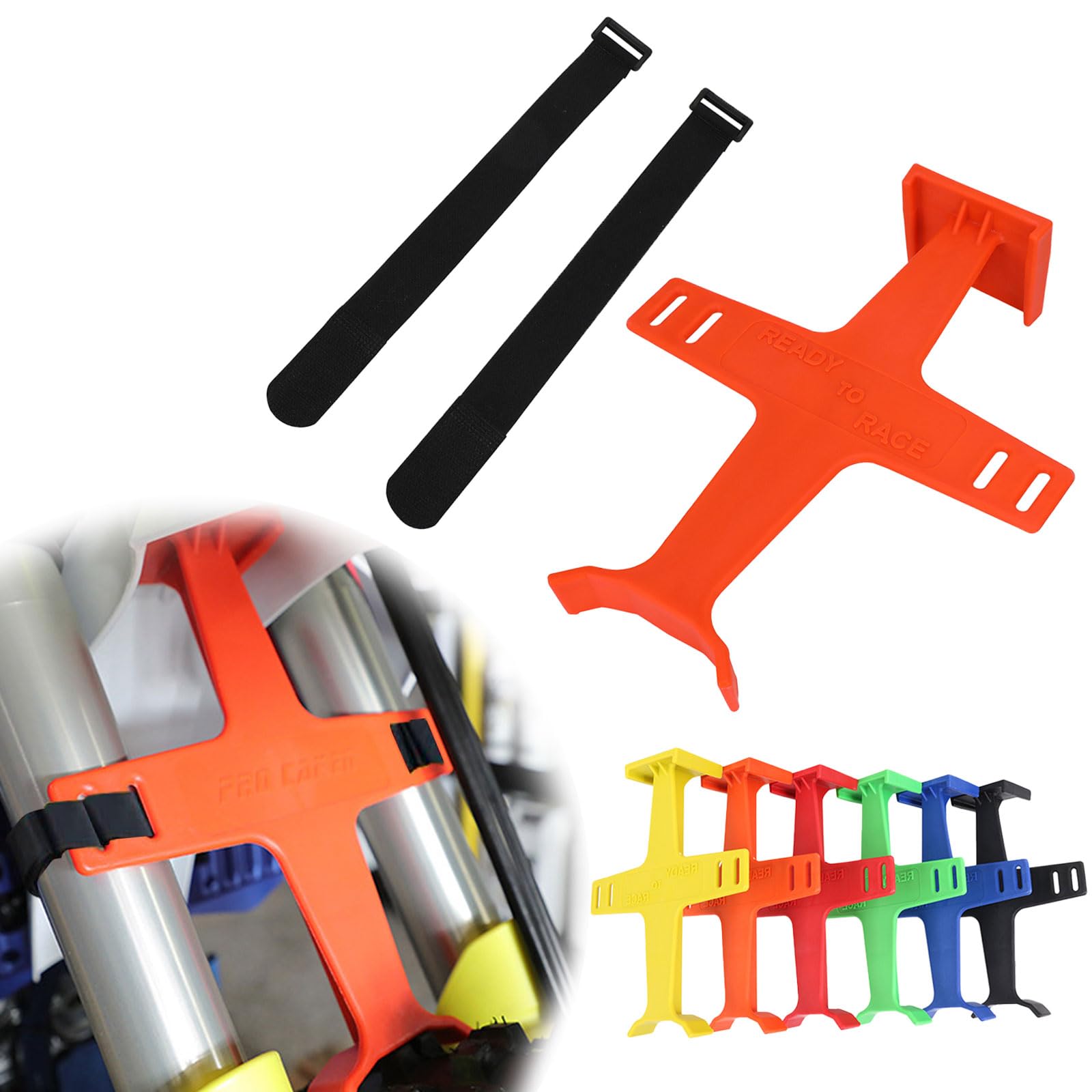 BIUGERCN Universal Motorrad Gabelschoner 28,4 cm Vorderradgabel Saver Gabelstütze Federungsschutz Protektor mit 2 Klettbändern für Dirt Pit Bike Motocross Enduro Orange von BIUGERCN