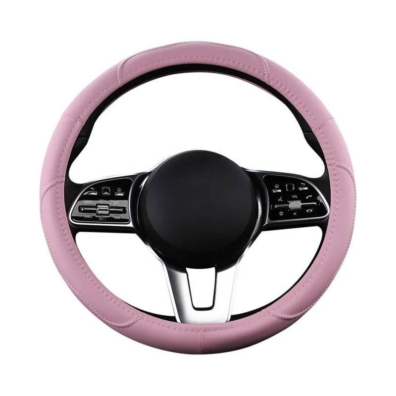 Lenkradschoner Auto Anti-Rutsch Leder Lenkradbezug Universal Auto Lenkrad Schutzhülle 38cm Rosa Autozubehör Lenkradbezug (Farbe : Rosa) von BIVOO