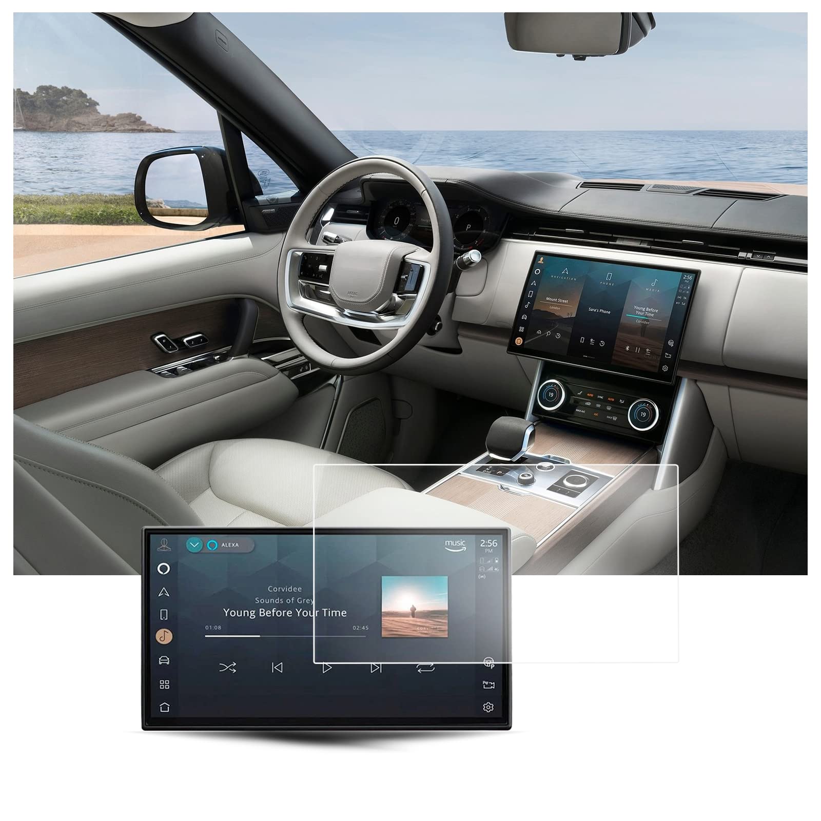 BIXUAN 13,1" kompatibel mit Range Land Rover 2023 2024 Touchscreen Navigation Schutzfolie Range Rove Pivi Pro Displayschutzfolie Navi Folie Zubehör (Nanofolie 2 Stück) von BIXUAN