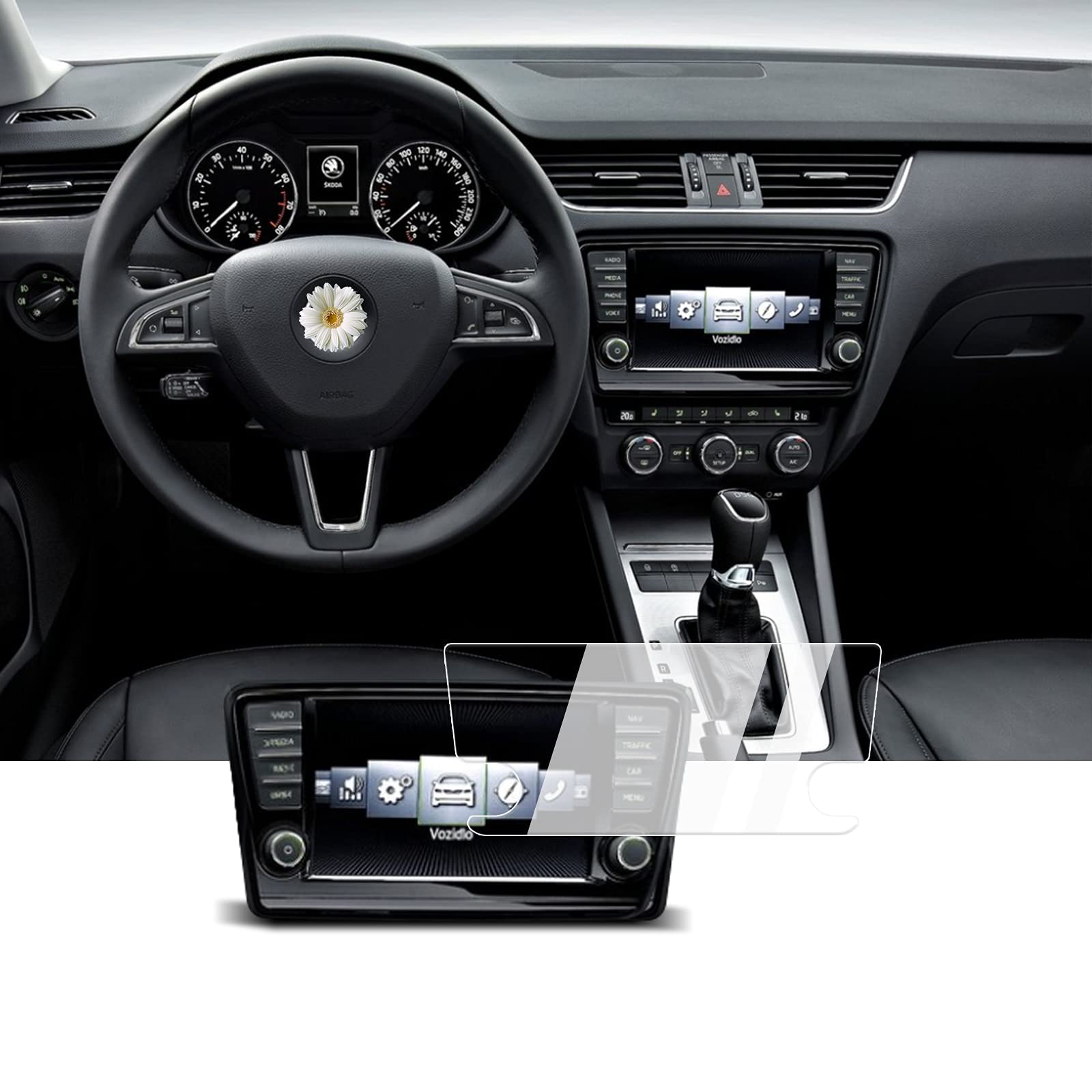 BIXUAN 8 Zoll für Skoda Octavia MK3 5e rs 2017-2019 Displayschutzfolie Transparent 9H Gehärtetes Glas Schutz Anti Fingerabdruck Navigation Schutzfolie GPS Navi Folie Octavia von BIXUAN