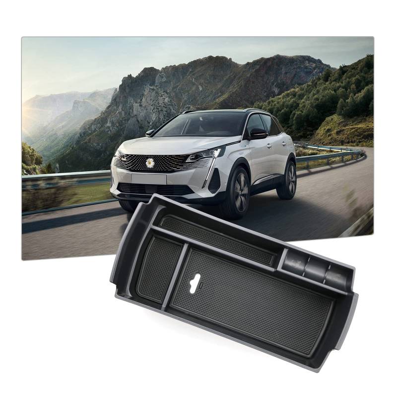 BIXUAN Aufbewahrungsbox für Peugeot 3008 5008 GT C5 Aircross DS7 Crossback 2016-2023 Armlehne Tray Mittelarmlehne Handschuhfach Organizer mit Antirutschmatte für Mittelkonsole von BIXUAN