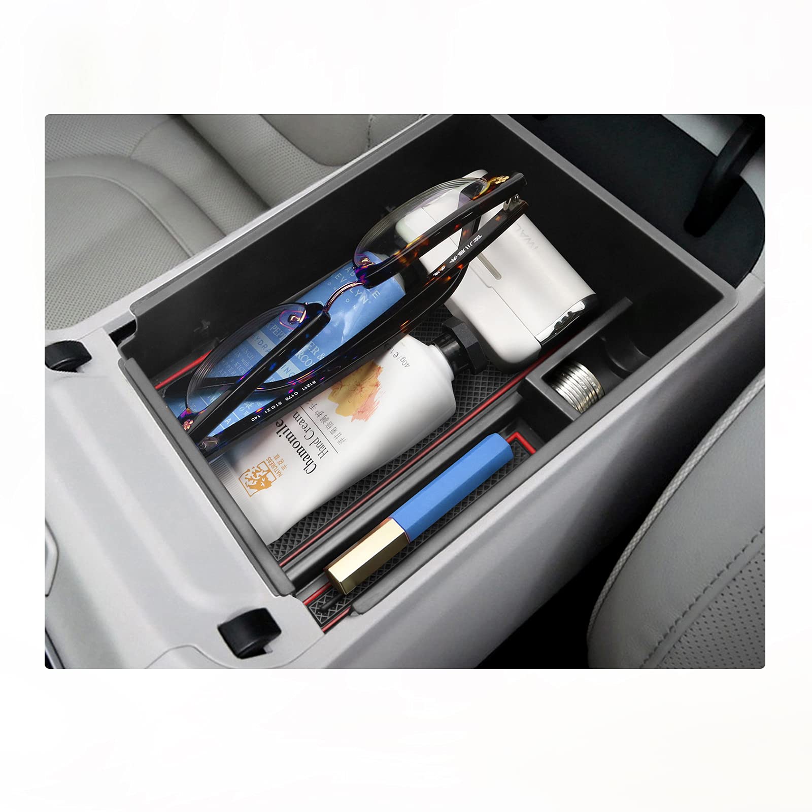 BIXUAN NX4 2024 Aufbewahrungsbox kompatibel mit Hyundai Tucson NX4 2021 2022 2023 2024 mit elektronischem Getriebe Tucson 2024 Organizer mit Antirutschmatte für Mittelkonsole von BIXUAN