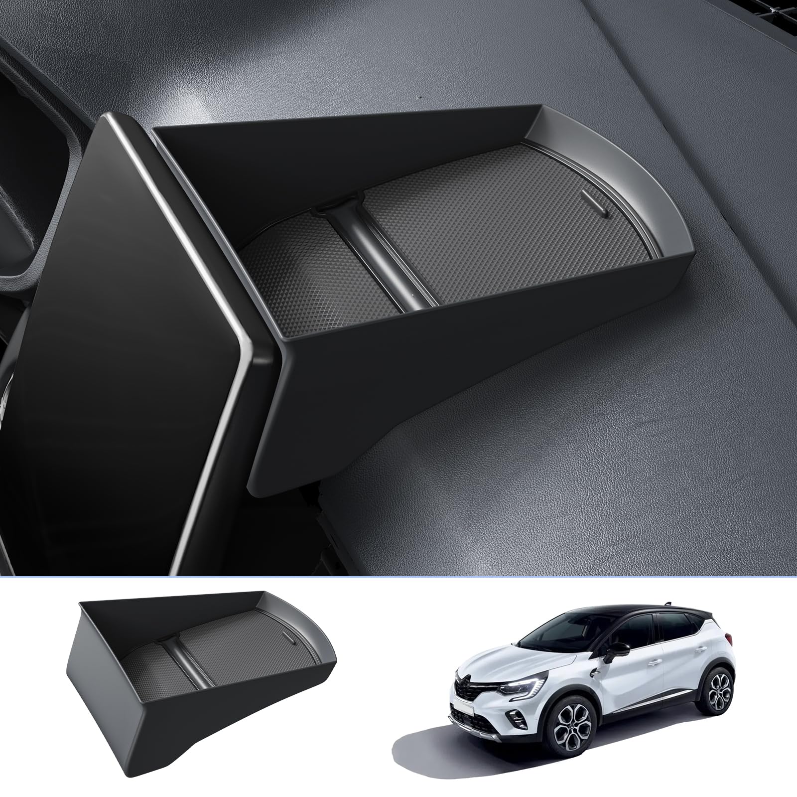 BIXUAN Captur2 Aufbewahrungsbox kompatibel mit Renault Captur 2 2020-2024 9.3" Mittelkonsole Rutschfester Matte Ablagefach Zubehör Organizer für den hinteren Bildschirm von BIXUAN