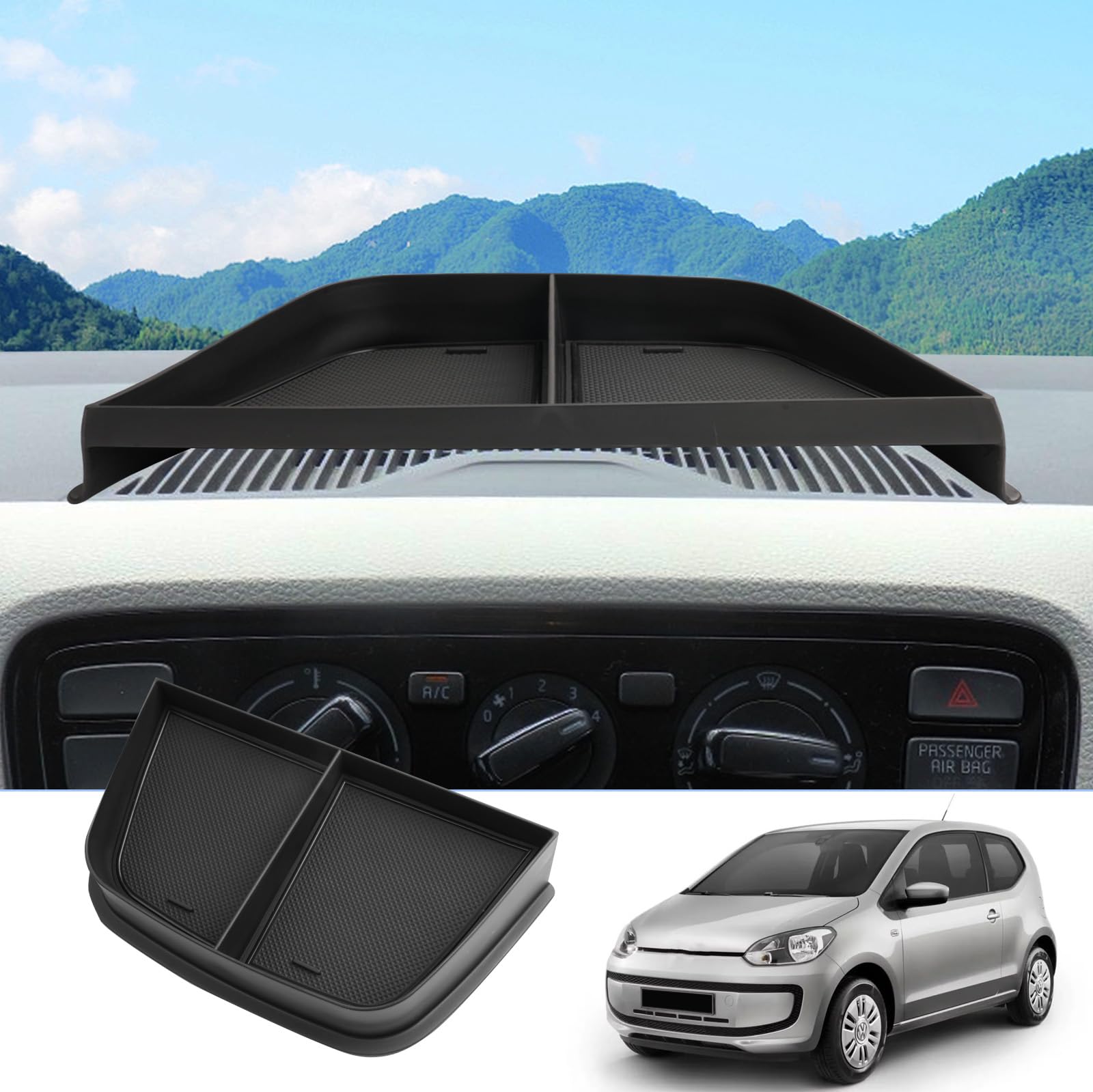 BIXUAN Mittelarmlehne Organizer kompatibel mit VW UP 2013-2024 GTI Seat Mii Skoda Citigo 2013-2021 Mittelkonsole Aufbewahrungsbox für Instrumententafel mit Antirutsch-Auflage Zubehör von BIXUAN