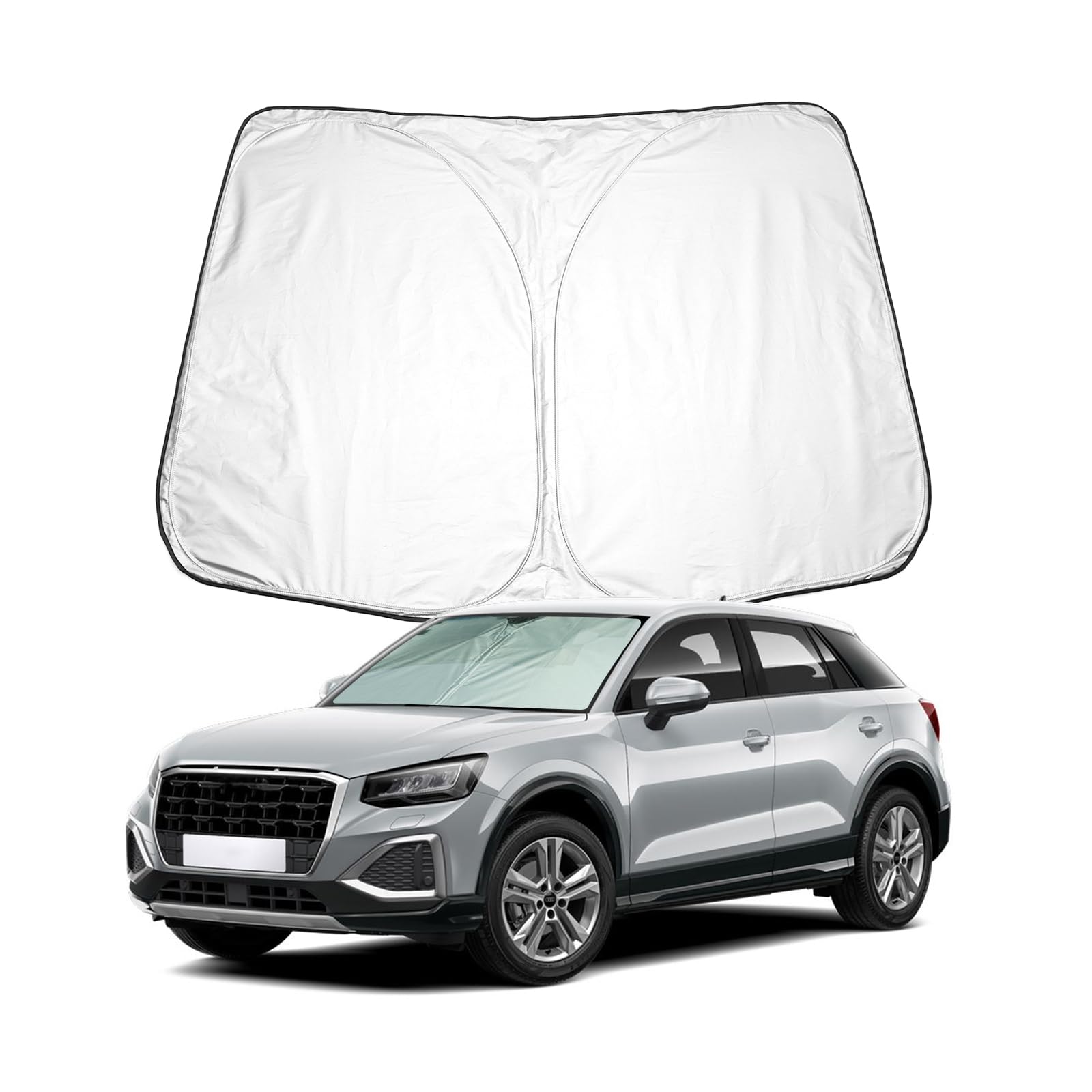 BIXUAN Q2 2024 Sonnenschutz kompatibel mit Audi Q2 2016-2024 Windschutzscheibe für das Q2 Auto Frontscheibenabdeckung Windschutz für Frontscheibe Blockiert UV Abdeckung Faltbar von BIXUAN