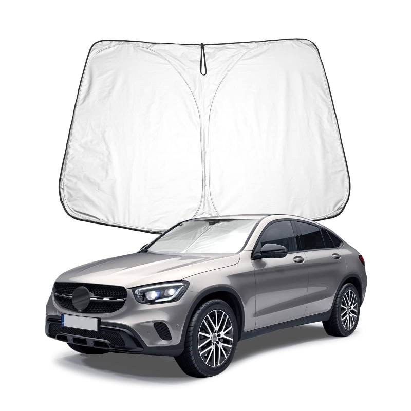 BIXUAN X253 Sonnenschutz kompatibel mit Mercedes Benz GLC X253 SUV 2016-2022 Windschutzscheibe für das Auto Frontscheibenabdeckung Windschutz für X253 Frontscheibe Blockiert UV Abdeckung Faltbar von BIXUAN