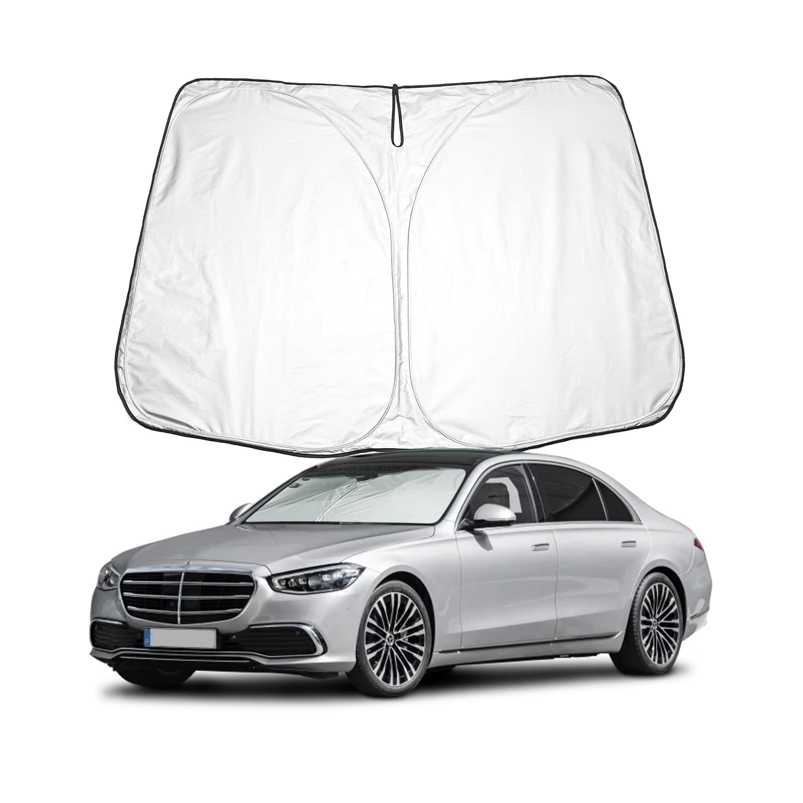 BIXUAN W222 2014-2020 Sonnenschutz kompatibel mit Mercedes Benz S-Klasse W223 2021-2024 Windschutzscheibe für das Auto Frontscheibenabdeckung Windschutz für Frontscheibe Blockiert UV Abdeckung Faltbar von BIXUAN