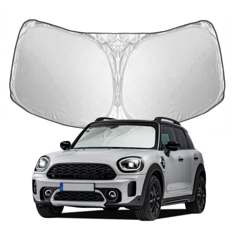 BIXUAN F60 Sonnenschutz kompatibel mit Mini Cooper Countryman F60 SUV 2017-2022 2023 2024 Windschutzscheibe für das Auto Frontscheibenabdeckung Windschutz für Frontscheibe blockiert UV Abdeckung von BIXUAN