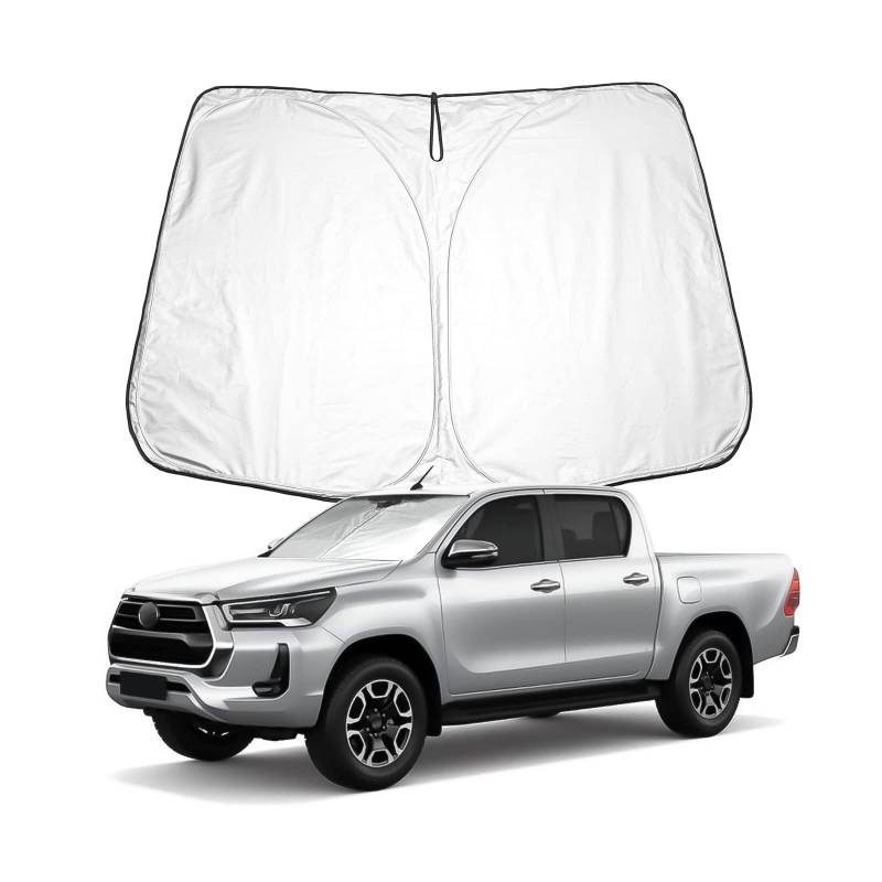 BIXUAN Hilux 2024 Sonnenschutz kompatibel mit Toyota Hilux AN120 AN130 2016-2023 2024 Windschutzscheibe für das Auto Frontscheibenabdeckung Windschutz für Frontscheibe Blockiert UV Abdeckung Faltbar von BIXUAN