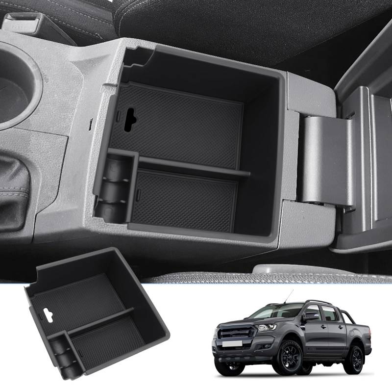 BIXUAN kompatibel mit Ford Ranger Pickup 2015 2016 2017 2018 Mittelkonsole Handschuhfach Armlehne Aufbewahrungsbox Auto Center Console Organizer Tray Ranger Mittelarmlehne Zubehör von BIXUAN