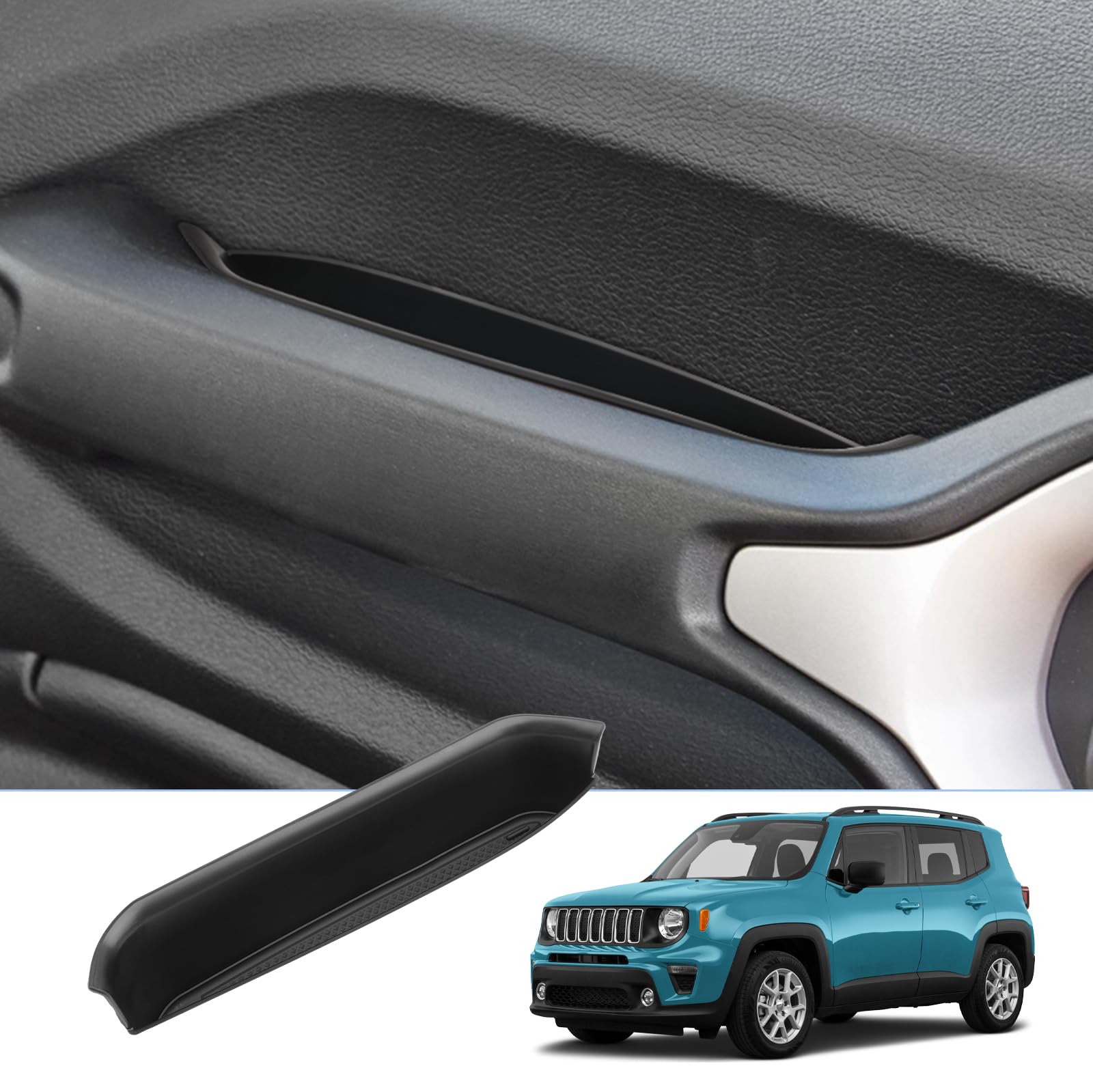 BIXUAN kompatibel mit Jeep Renegade BU 2015–2022 Copilot Aufbewahrungsbox mit Rutschfester Matte Ablagefach zubehör,Armlehne Organizer Tray Mittelarmlehne Handschuhfach von BIXUAN