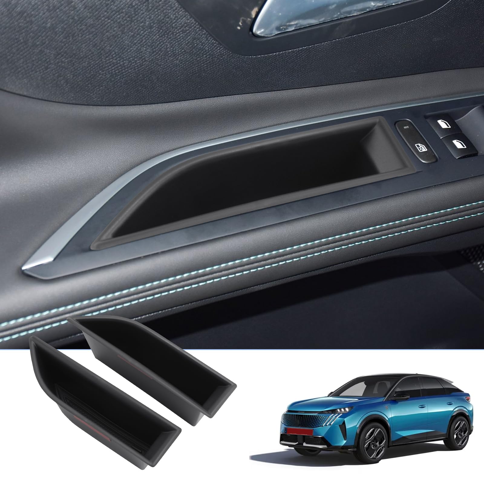 BIXUAN kompatibel mit Peugeot 3008 5008 GT 2016-2021 2022 2023 2024 Auto Aufbewahrungsbox Autotür 3008 5008 Innenrahmen Organizer Abdeckungen Storage Box 3008 5008 2022 2023 Zubehör[2 Stück] von BIXUAN