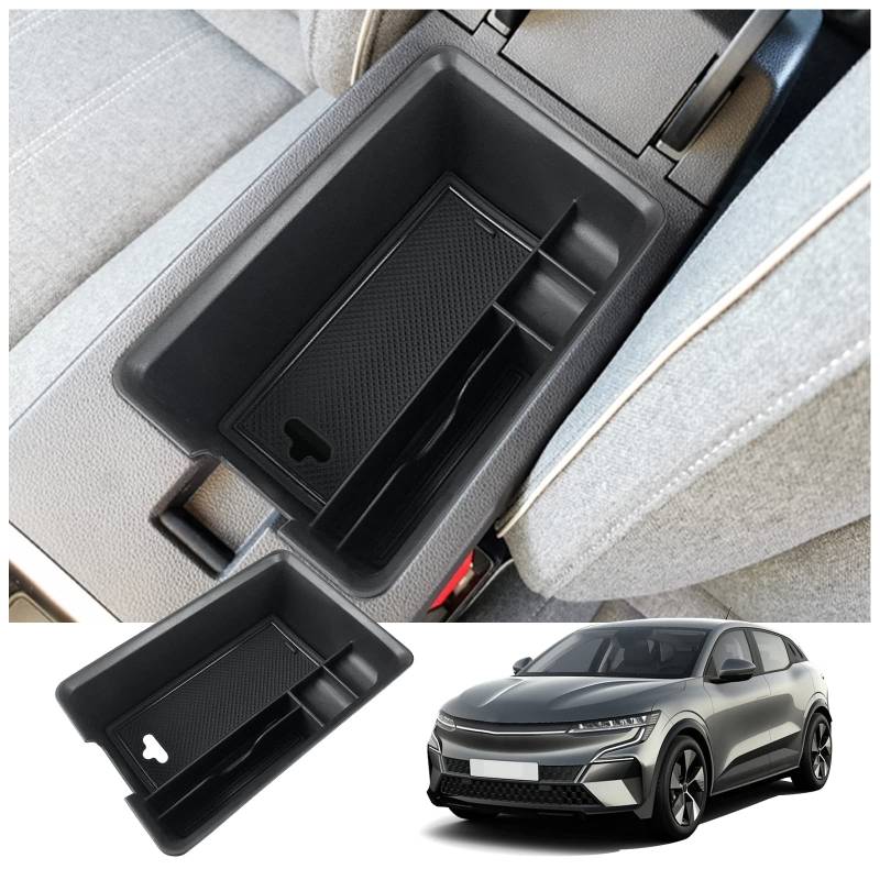 BIXUAN Megane E-Tech 2024 kompatibel mit Renault Megane E-Tech 2022 2023 2024 Mittelkonsole Aufbewahrungsbox Rutschfester Matte Ablagefach Zubehör Armlehne Organizer Tray Mittelarmlehne Handschuhfach von BIXUAN