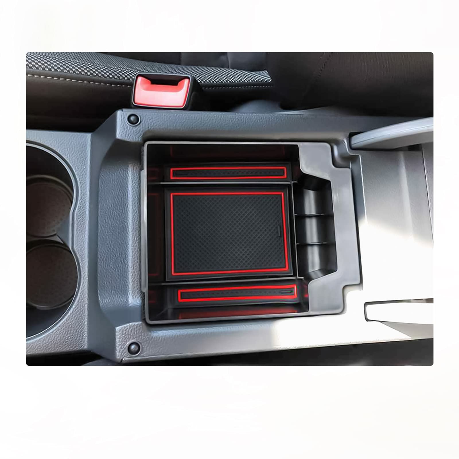 BIXUAN Ateca 2024 kompatibel mit Seat Cupra Ateca SUV FR 2016-2022 2023 Mittelkonsole Aufbewahrungsbox Rutschfester Matte Ablagefach Zubehör Armlehne Organizer Tray Mittelarmlehne Handschuhfach (Rot) von BIXUAN