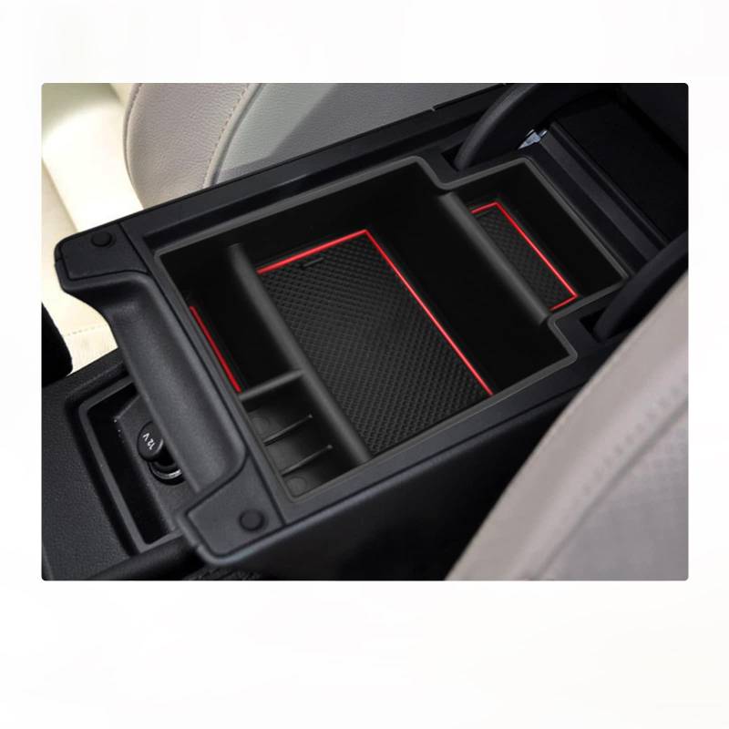 BIXUAN kompatibel mit Seat Leon MK3 Cupra 5F 2013-2019 Mittelkonsole Aufbewahrungsbox mit Rutschfester Matte Ablagefach zubehör,Armlehne Organizer Tray Mittelarmlehne Handschuhfach Rot von BIXUAN