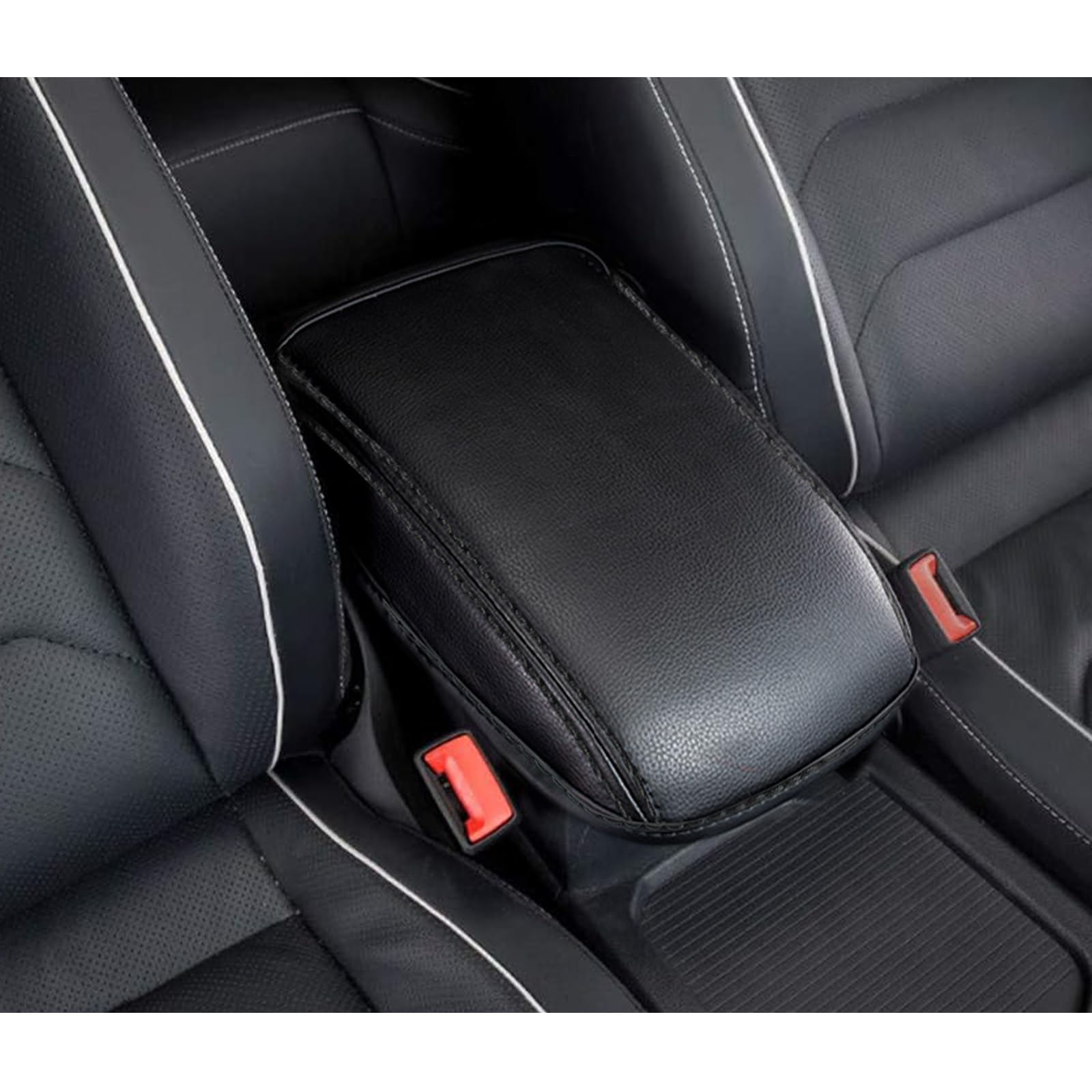 BIXUAN kompatibel mit Seat Leon MK3 Leon 3 Cupra 5F 2013-2019 Armlehnenabdeckung Mittelkonsole Mittelarmlehne überzug Bezug Armlehne Deckel Innenraum Zubehör Schutz Leder Polster Schwarz von BIXUAN