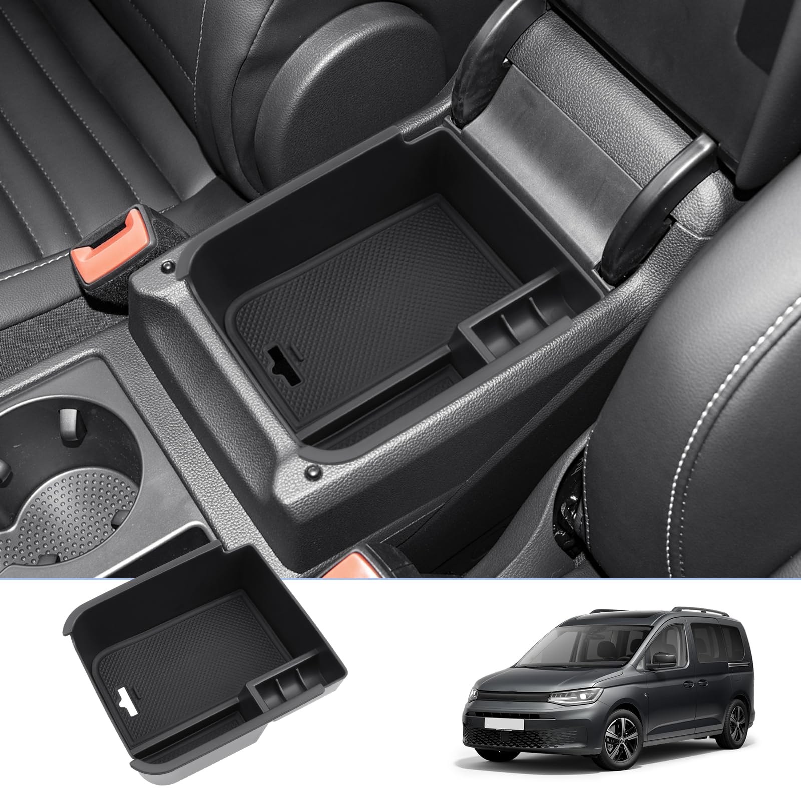 BIXUAN kompatibel mit VW Caddy 5 V 2020-2024 Ford Tourneo Connect 2023 2024 Mittelkonsole Handschuhfach Armlehne Multifunktionaler Aufbewahrungsbox Auto Center Console Organizer Tray Caddy Zubehör von BIXUAN