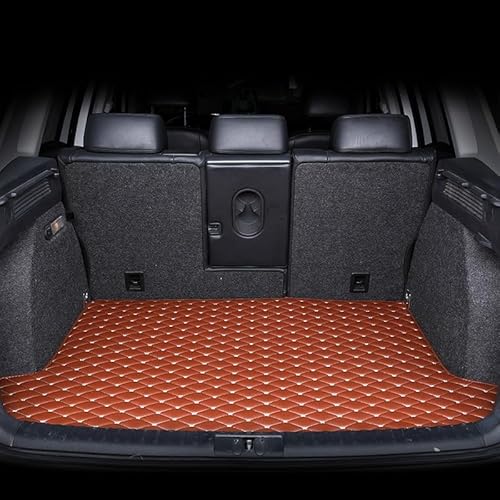 Auto Leder Kofferraummatte für Jeep Wrangler JL 4XE 2021 2022 2023 2024, Auto Kofferraum Schutzmatte Auto Kofferraummatte Hund Kofferraumschutz Zubehör,Orange von BIXUFA