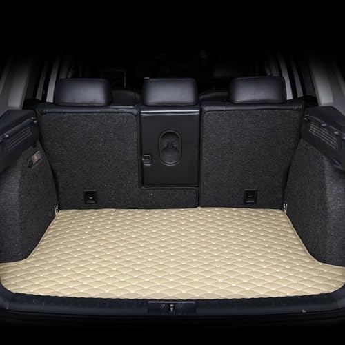 BIXUFA Auto Leder Kofferraummatte für BMW Series 5 F10 F11 2010-2017, Auto Kofferraum Schutzmatte Auto Kofferraummatte Hund Kofferraumschutz Zubehör,Beige von BIXUFA