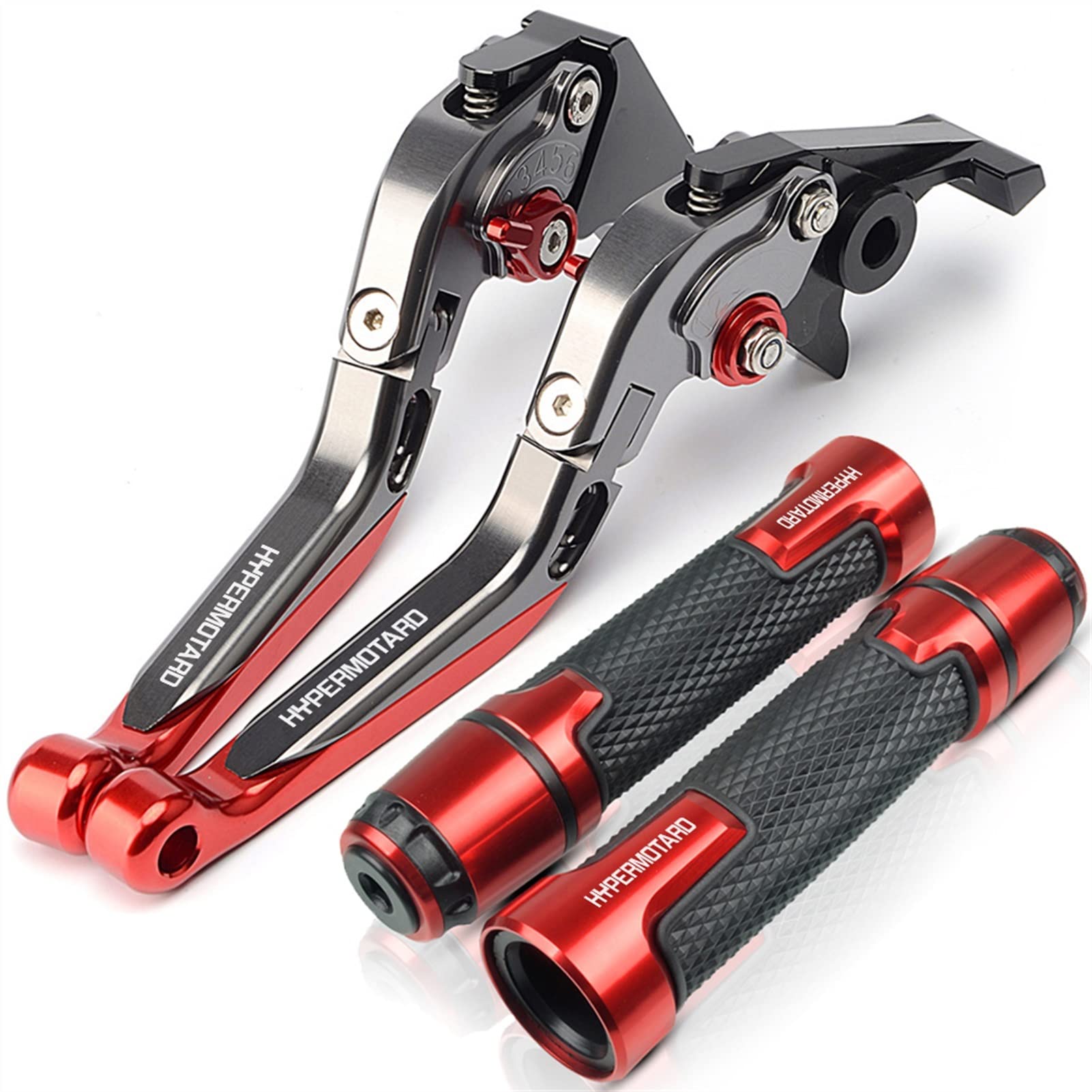 Motorrad Kupplungs Hebel Für D Hypermotard 1100/S/EVO SP 2007-2012 Motorrad CNC Bremskupplungshebel + 2 2mm Griff Grips Lenker(5) von BIZIQIMY