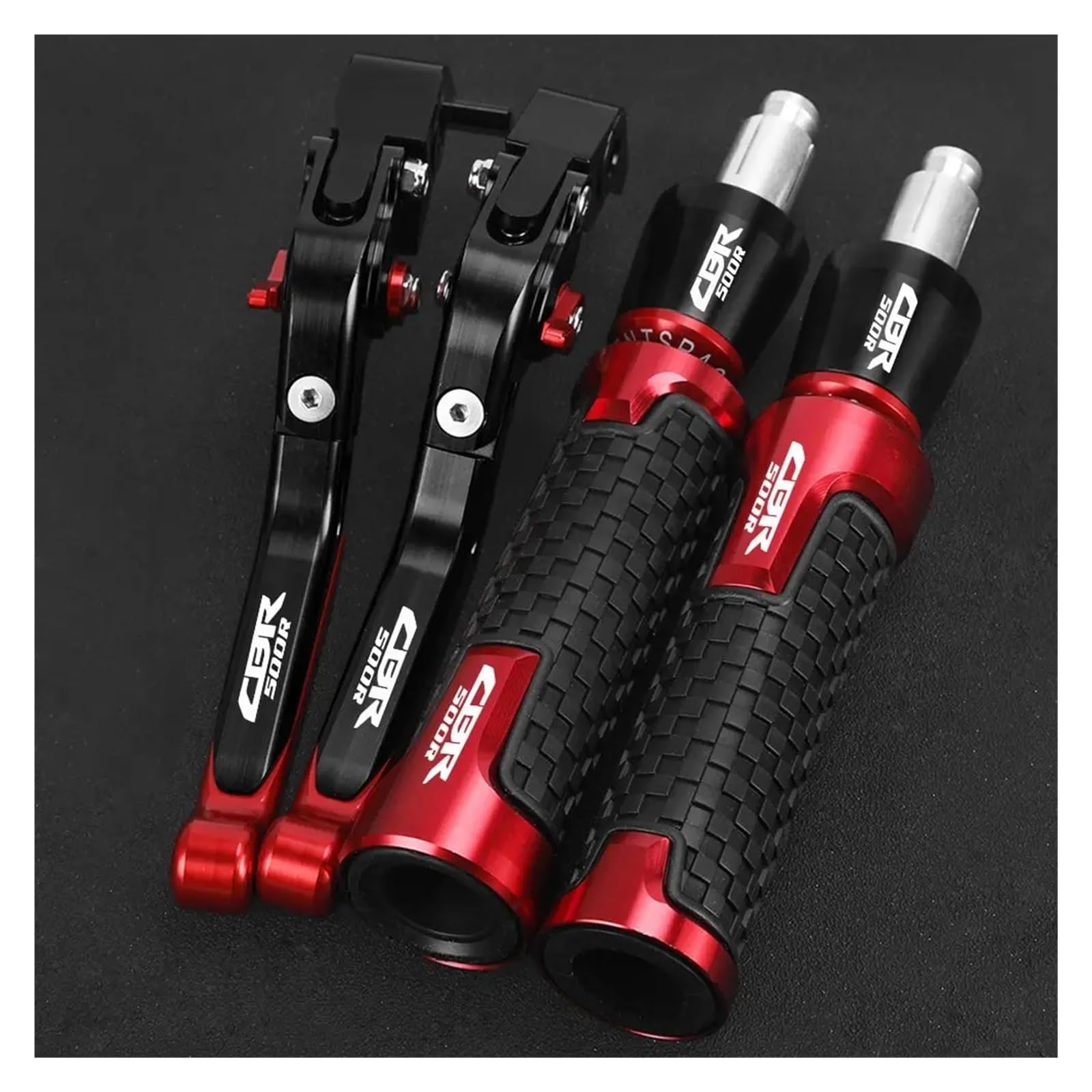 Motorrad Kupplungs Hebel Für Honda CBR500R 2022 2023 2024 Motorrad Faltbare Bremskupplungshebel Lenkergriffe Griffenden CBR500 R CBR 500R CBR 500 R(Half- Red) von BIZIQIMY