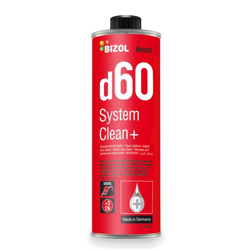 Diesel Additiv | BIZOL System Clean+ d60 | 250 ML | Dieselzusatz | Common Rail Pumpe Düse Systemreiniger | mehr Power | verringert die Abgaswerte | erhöht die Cetanzahl von BIZOL