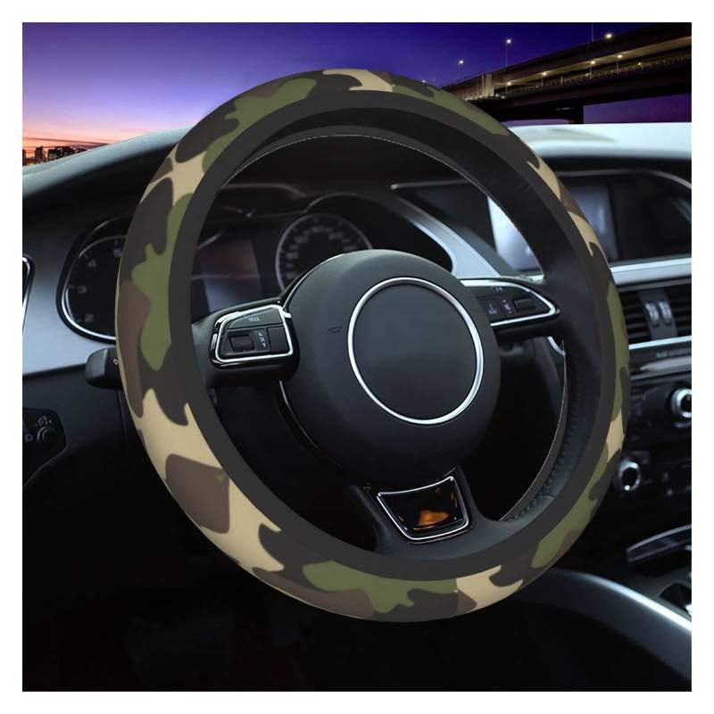 Lenkradbezug Auto Grün Braun Military Camouflage Lenkradbezug Army Camo Lenkradschutz Universal 14,5-15 Zoll Autozubehör Lenkradhülle (Farbe : 1) von BIZZOO