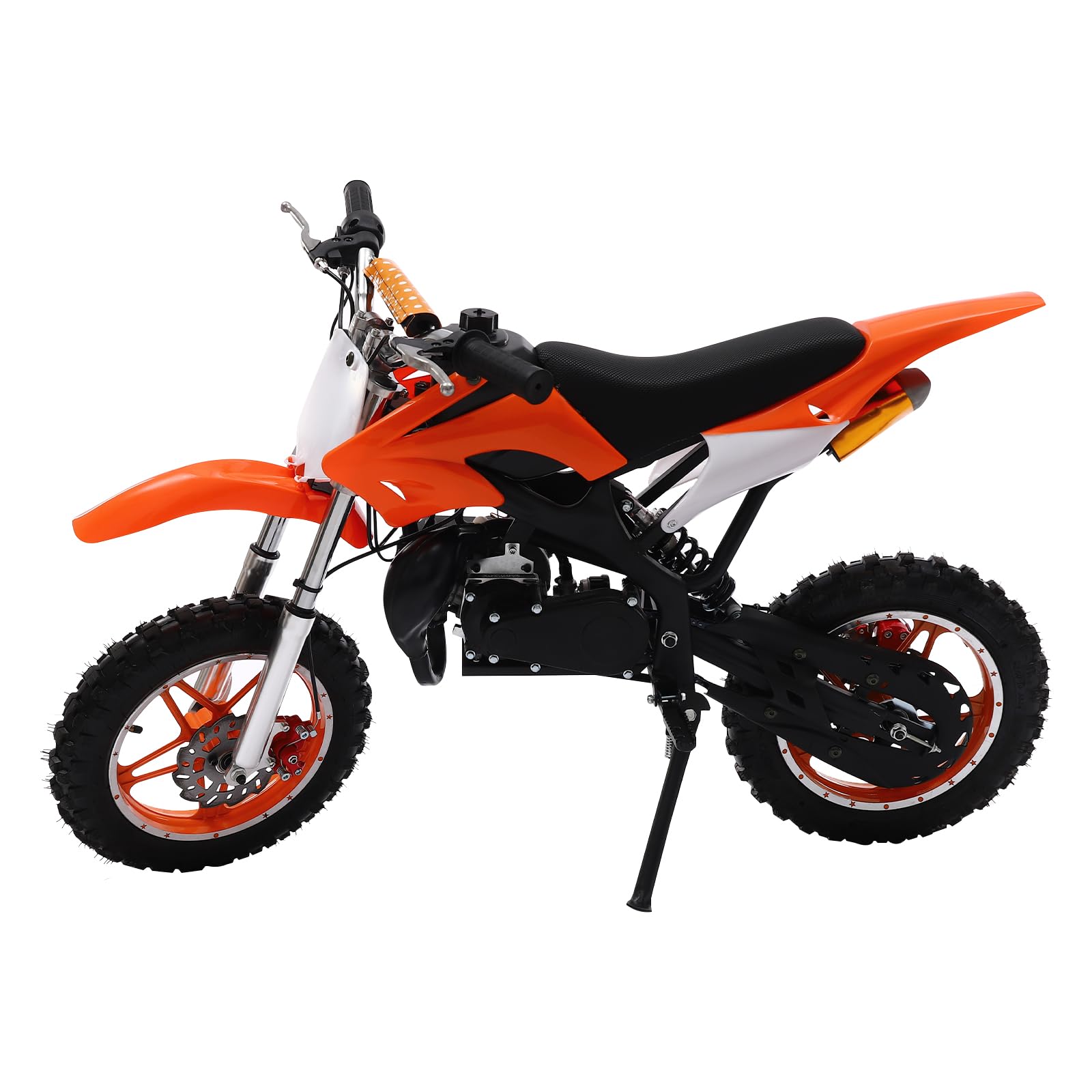 BJTDLLX 10 Zoll Motorrad Kinder 49CC Kinder Dirt Bike, 2-Takt Kindermotorrad Pocket Bike für Outdoor, Kinder Motocross Kindermotorrad für 6-16 Jahren Mädchen & Jungen (Orange) von BJTDLLX