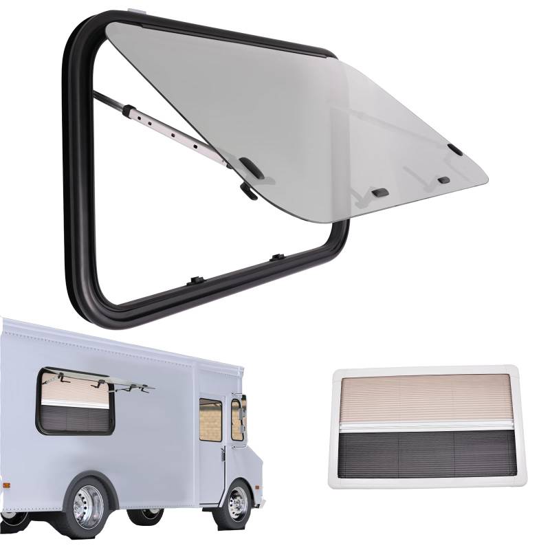 BJTDLLX 900x550mm Wohnmobilfenster Ausstellfenster Wohnwagen Fenster, Camper Fenster Camper Wohnwagenfenster Seitenfenster inkl. Verdunklung Seitenfenster für RV von BJTDLLX