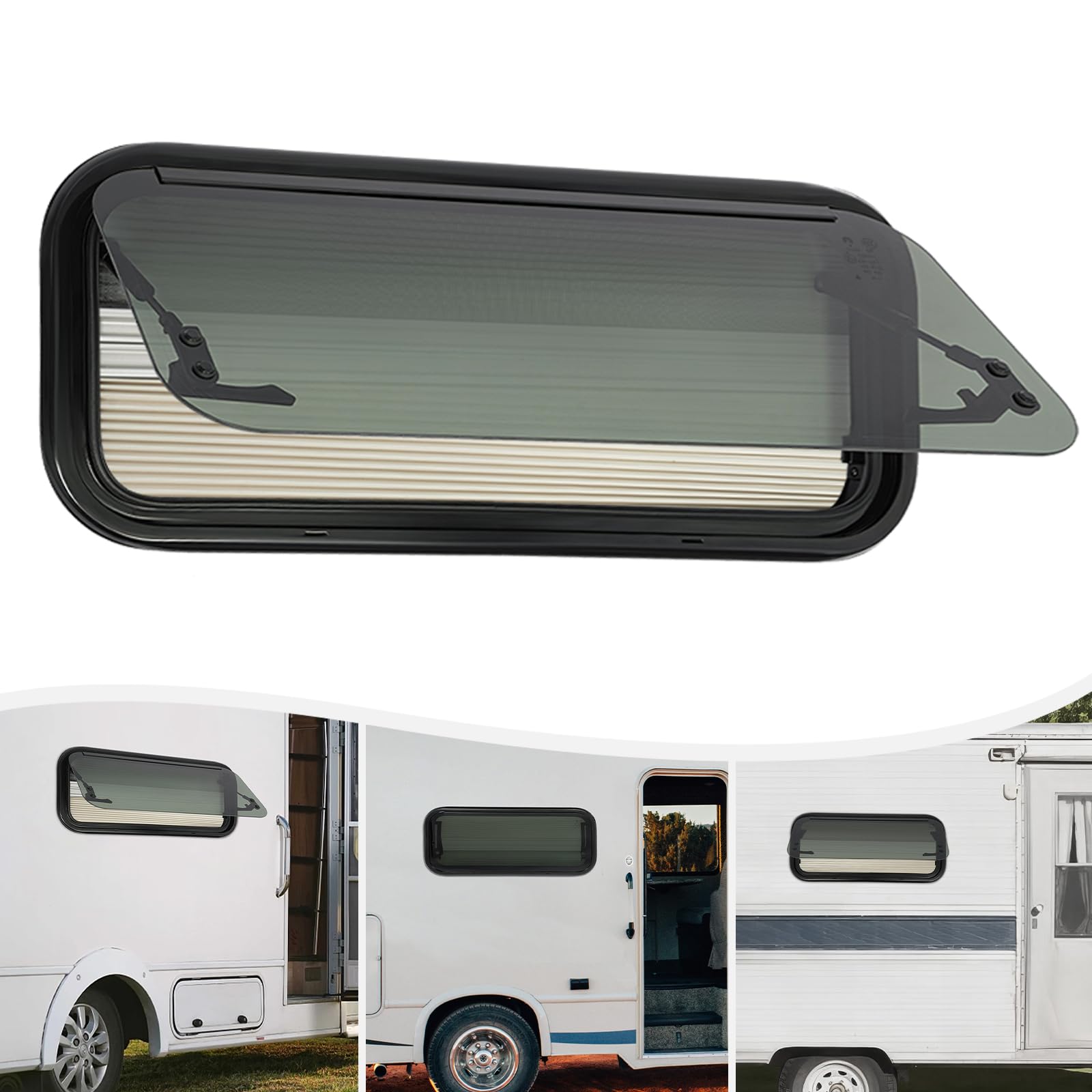 BJTDLLX Wohnmobilfenster Ausstellfenster Camper Wohnwagenfenster Seitenfenster, Wohnwagen Fenster Externes Push Fenster für RV, inkl. Verdunklung Seitenfenster (700x300mm) von BJTDLLX