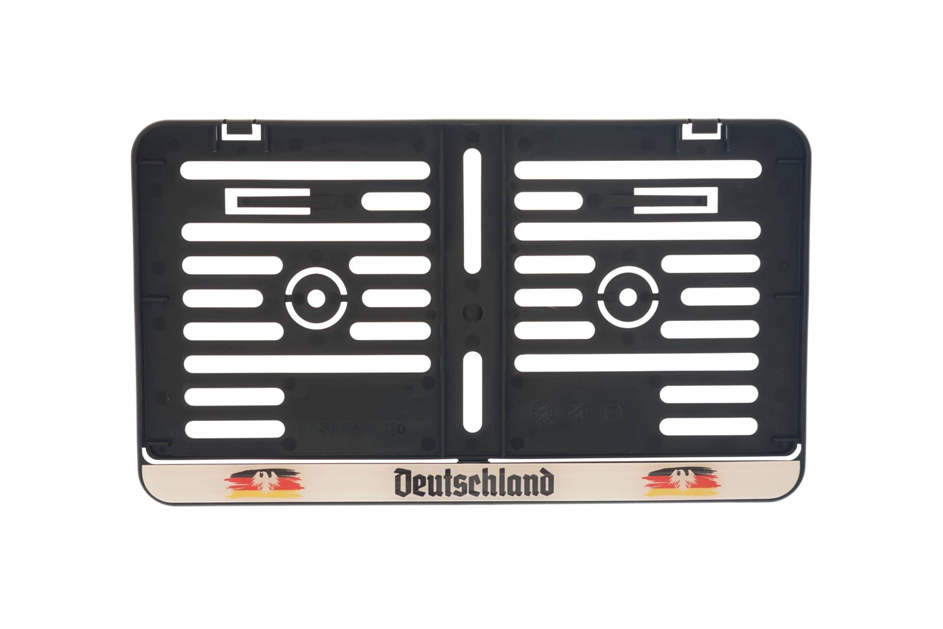 1x Kennzeichenhalter 255 x 130 mm (Mit 3D Gel Aufkleber mit Deutschland Flagge) Für Kennzeichen im Format 255 x 130 mm Passt für Roller Moped Traktor Anhänger Motorrad Hänger von BK-PowerTCS