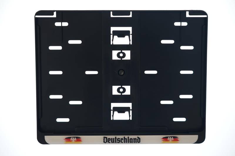 1x Kennzeichenhalter 280 x 200 mm (Mit 3D Gel Aufkleber mit Deutschland Flagge) Für Kennzeichen im Format 280 x 200 mm Passt für Roller Moped Traktor Anhänger Motorrad Hänger von BK-PowerTCS