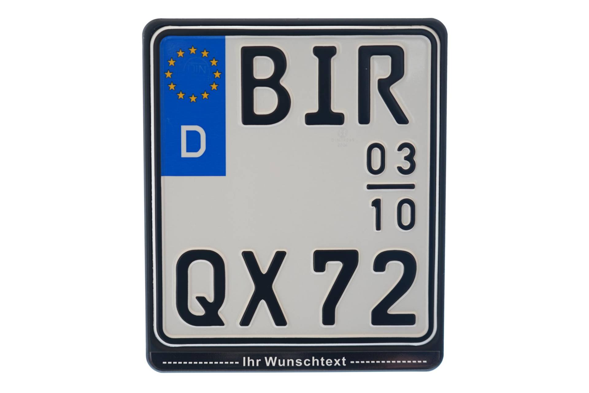 ALU Kennzeichenhalter Verstärker 180 x 200 mm (Für Motorrad) mit Wunschtext Beschriftung Weiß von BK-PowerTCS