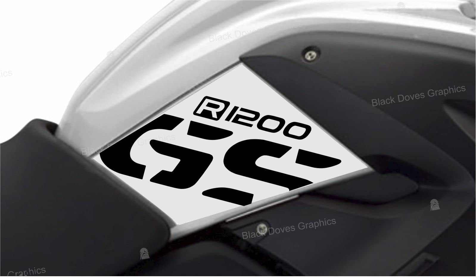 2 Aufkleber, kompatibel mit Motorrad R 1200 GS 2008-2012, Weiß Tank (schwarz) von BLACK DOVES GRAPHICS